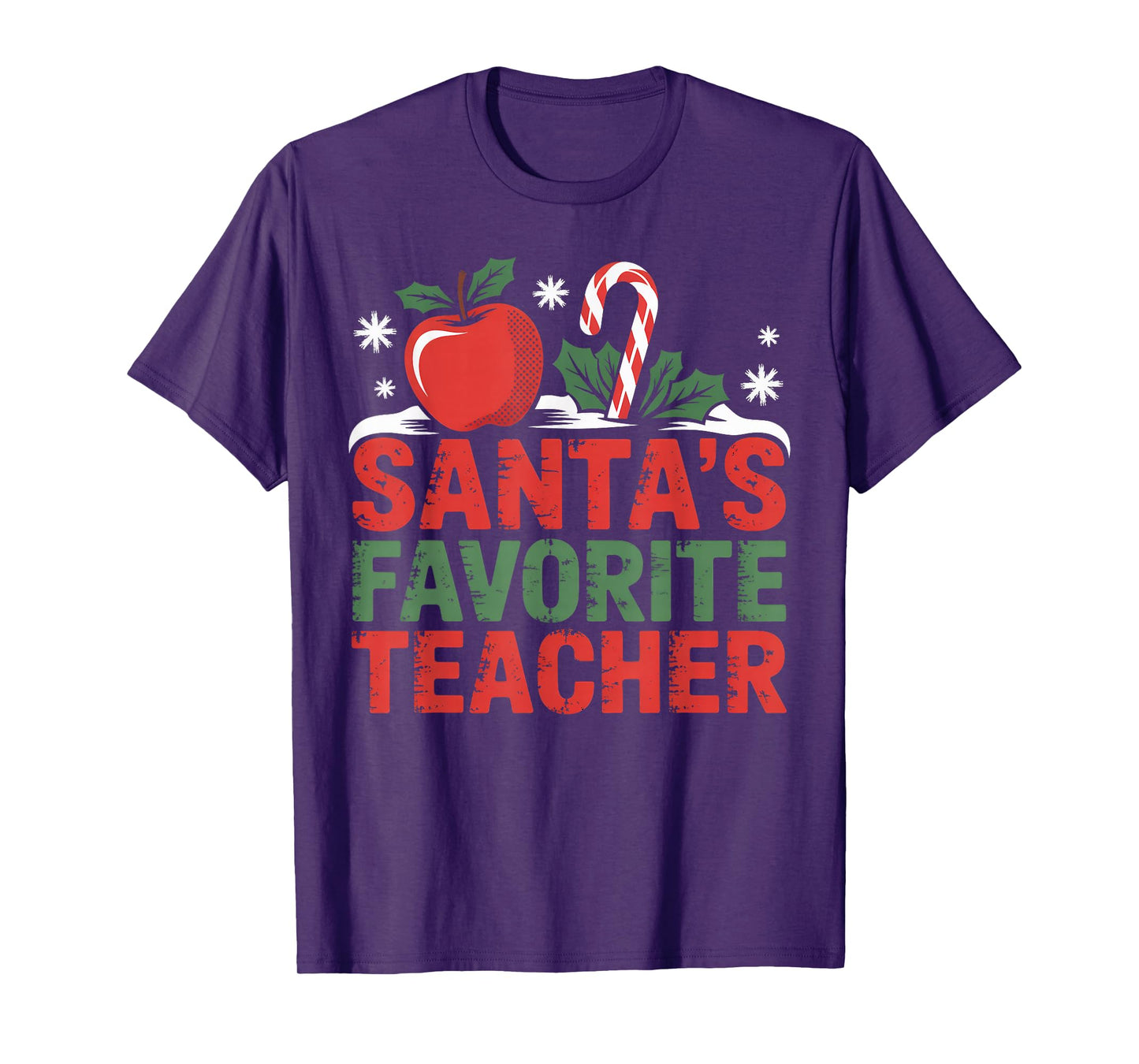 Santa’s Favorite Teacher Holiday Apple & Santa Hat Christmas T-Shirt