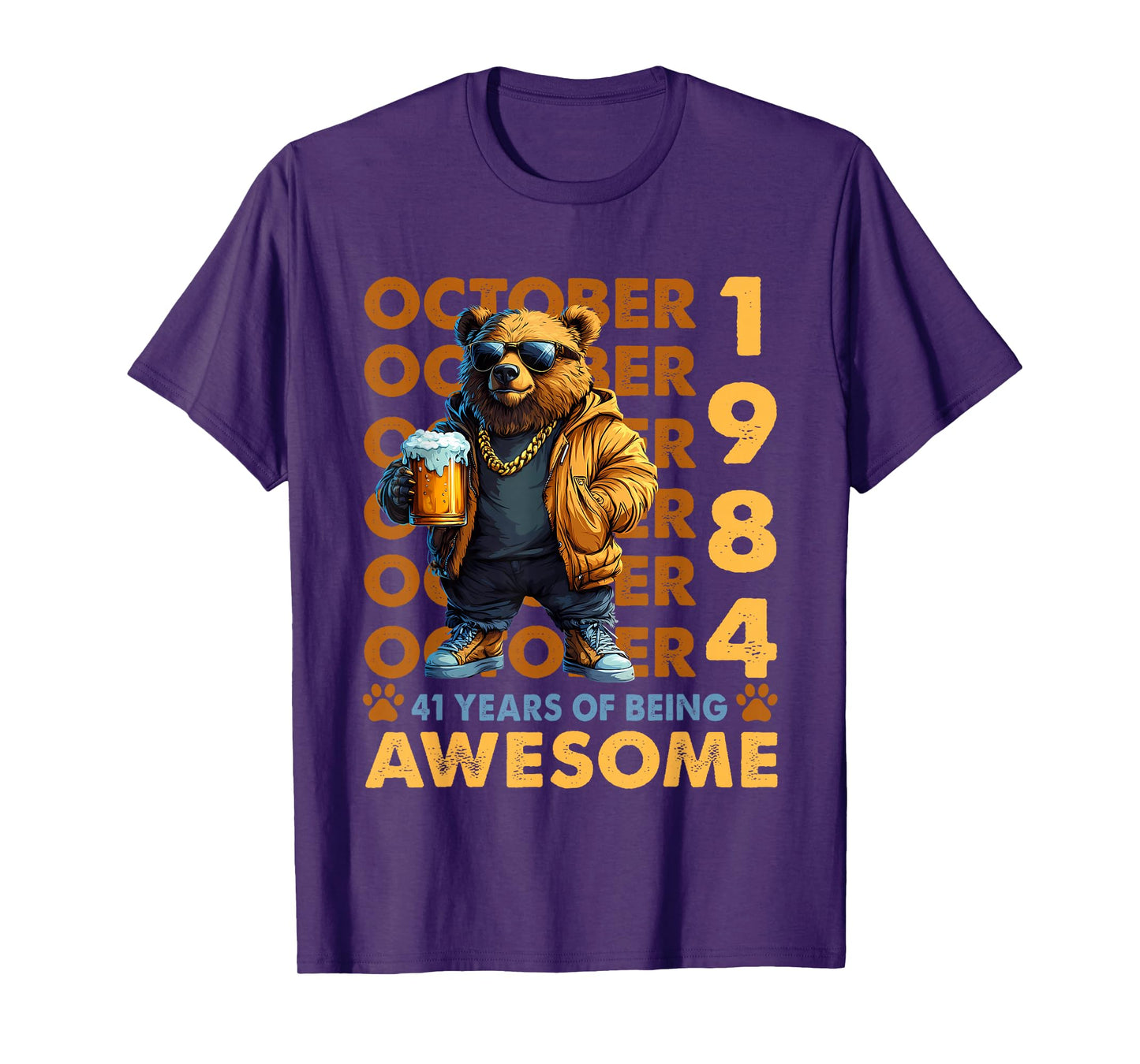 41st Birthday Bear Legends October 1984 41 Years Old Mens T-Shirt