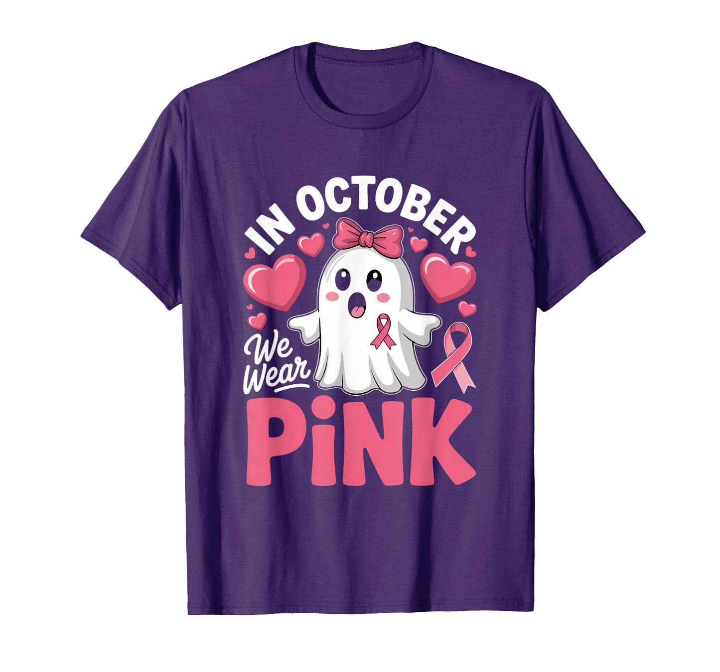 Breast Cancer Women Halloween Girls in October We Wear Pink T-Shirt
