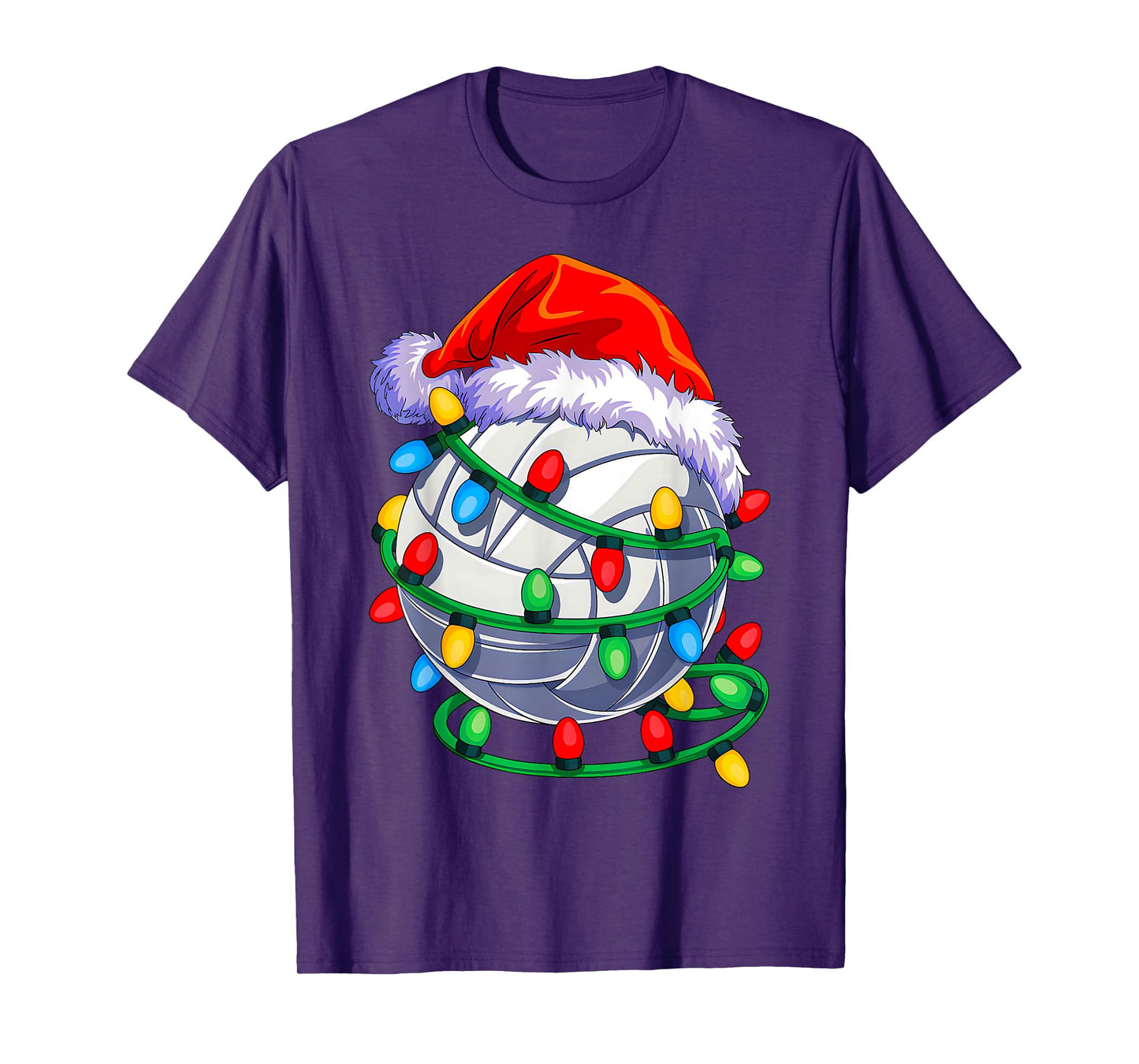 Volleyball Ball Santa Hat Christmas Volleyball Xmas Lights T-Shirt