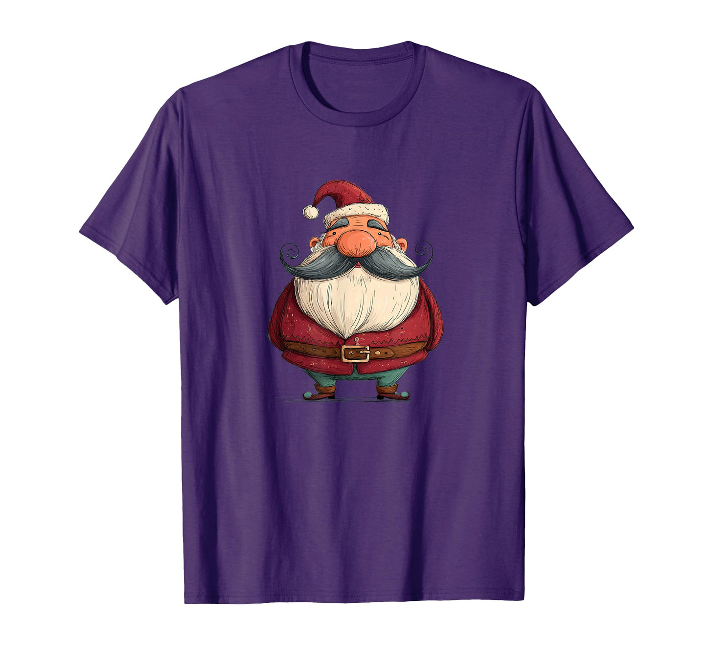 Awesome Santa Claus in Festive Mustache Beard Look T-Shirt