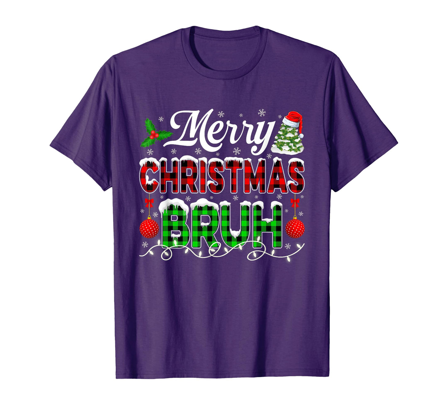 Bruh Meme Funny Green and Red Plaid Family T-Shirt