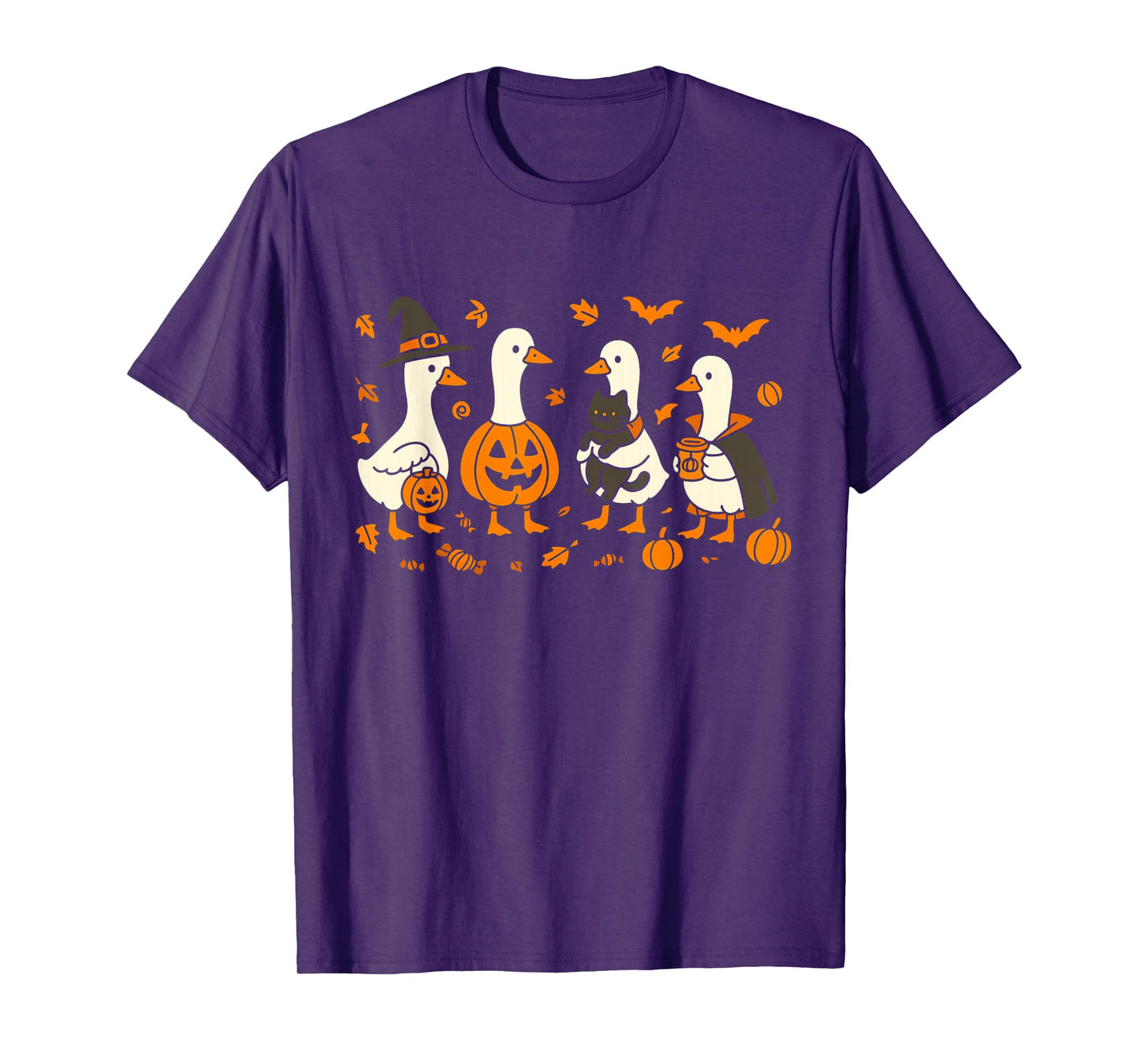 Spooky Goose Halloween Ghost Witch Pumpkin Costume Party T-Shirt