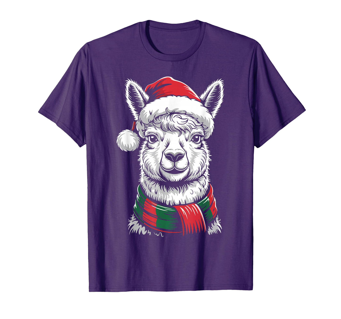 Alpaca Xmas Santa Hat Scarf Christmas Costume T-Shirt