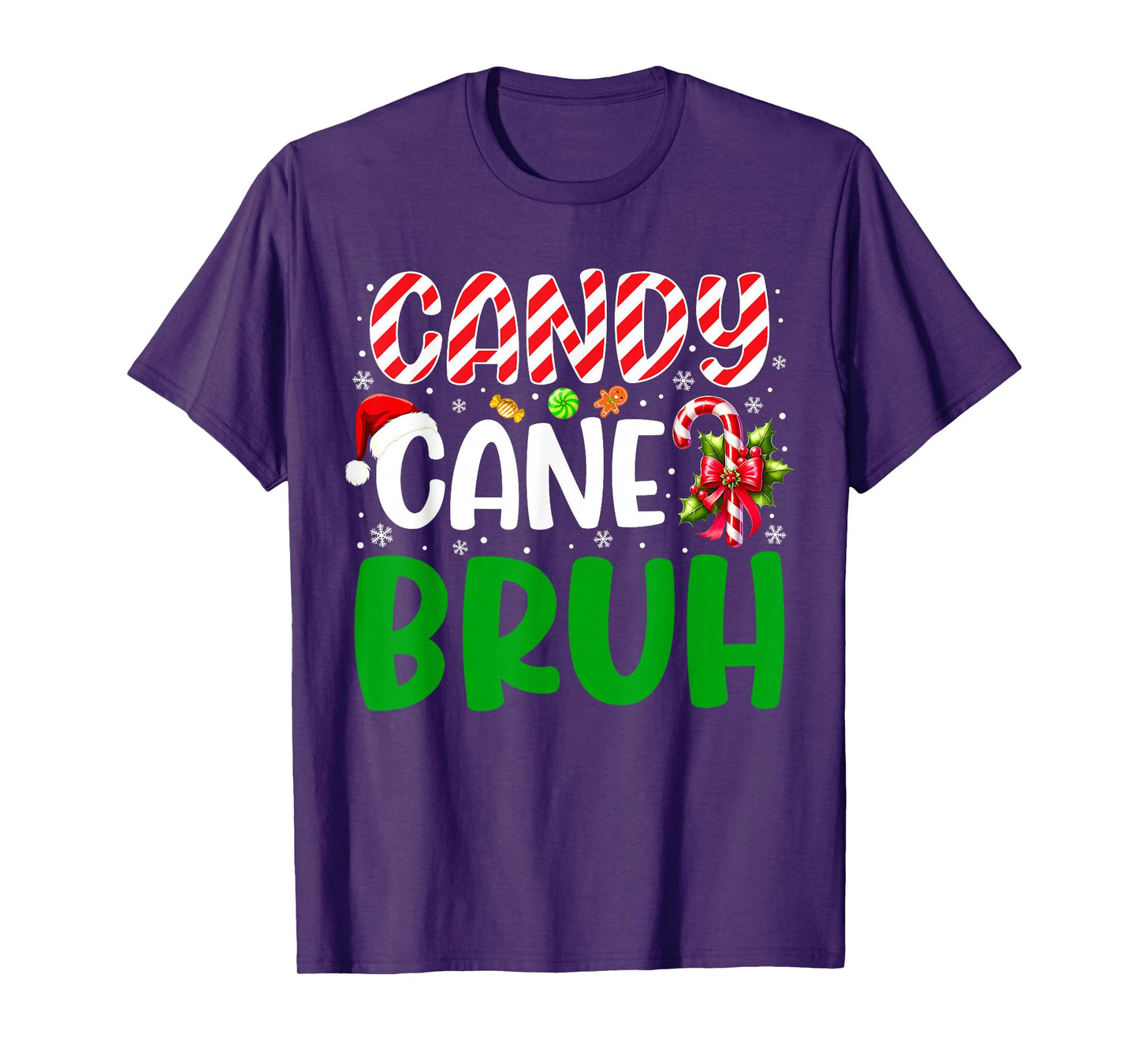 Candy Cane Bruh Funny Christmas Family Matching Xmas Pajamas T-Shirt