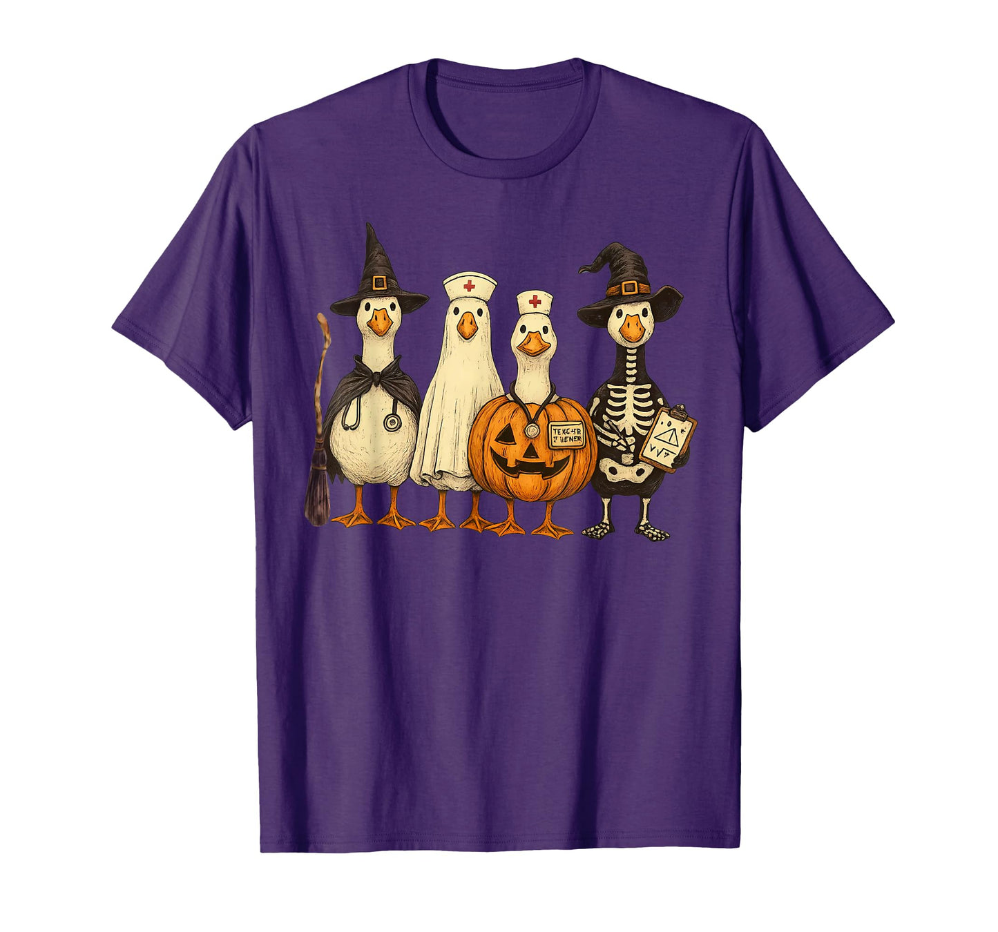 Cute Goose Nurse Halloween Costume Ghost Pumpkin Witch T-Shirt