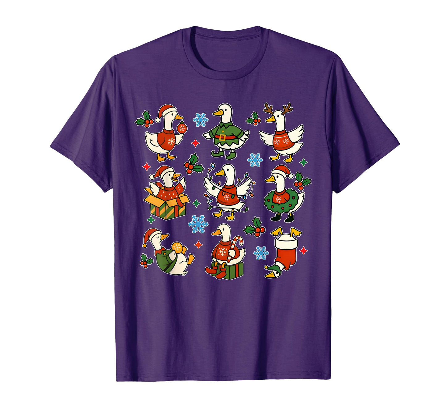 Retro Christmas Silly Goose Christmas Light Goosemas Funny T-Shirt