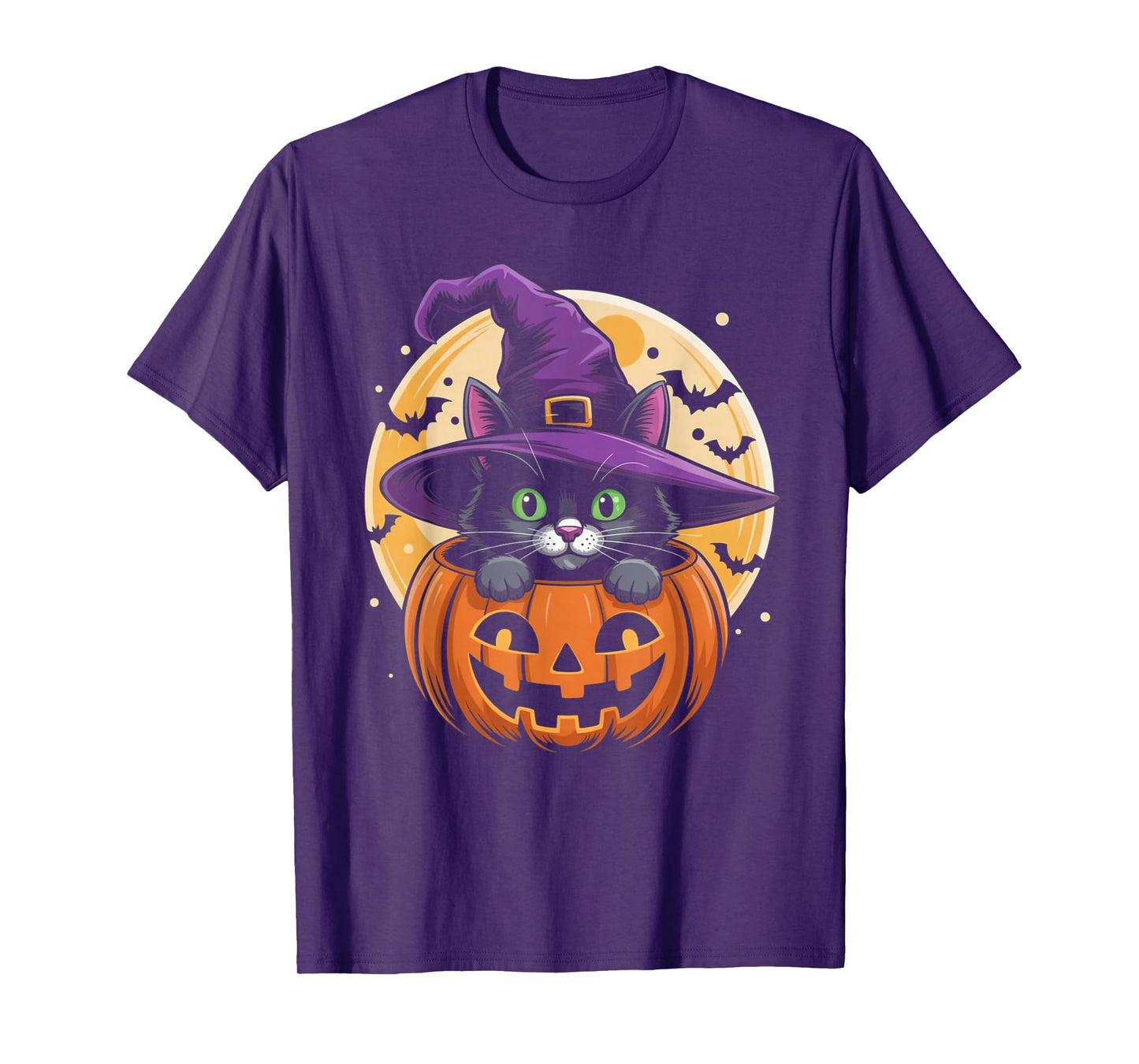 Cat Halloween Pumpkin Black Cat Scarry Spooky Gifts Kids T-Shirt