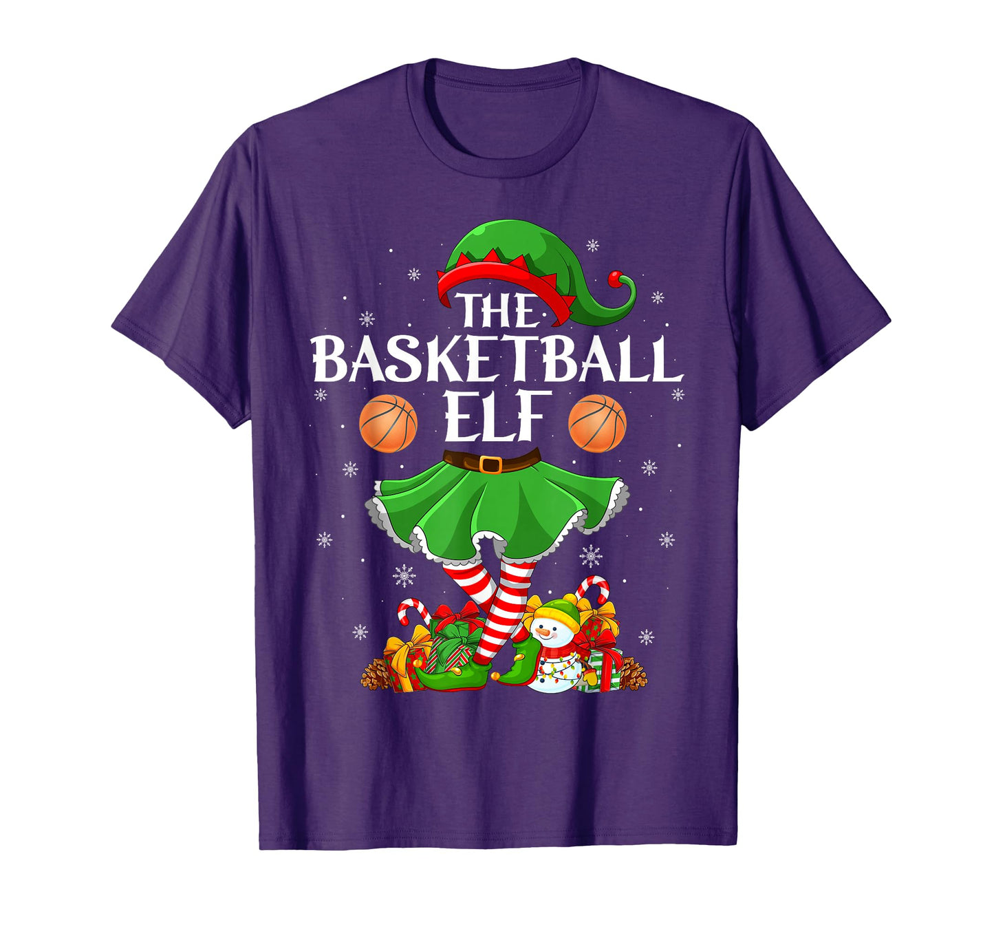 Basketball Elf Christmas Family Elf Squad Xmas Girls Women T-Shirt