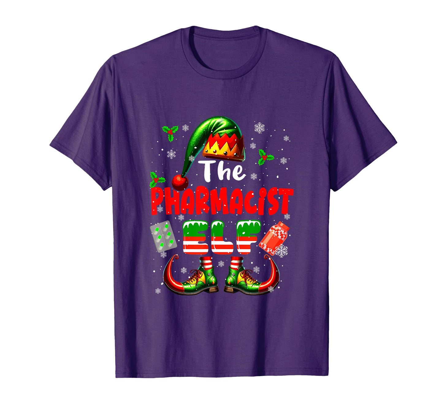 The Pharmacist Elf Christmas Funny Job Team Matching Parties T-Shirt