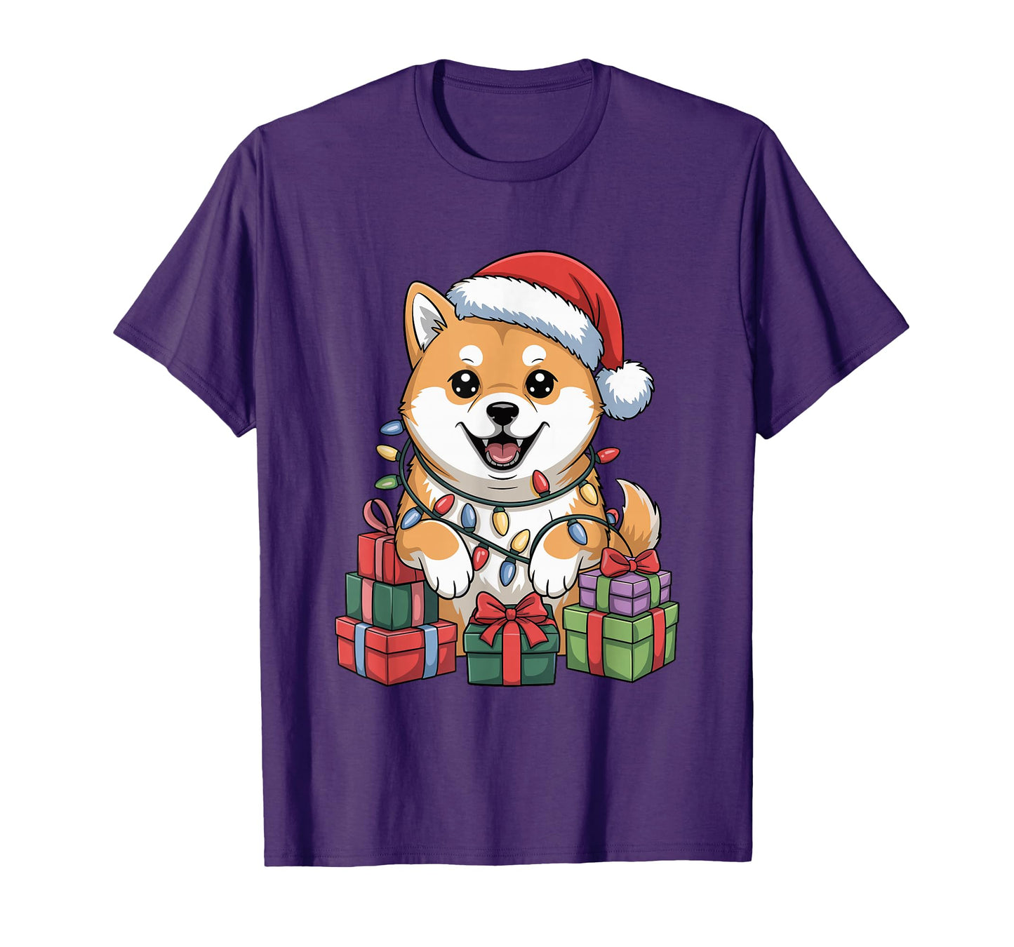 Cute Shiba Inu Santa Hat Christmas Xmas Dog Lovers Holiday T-Shirt