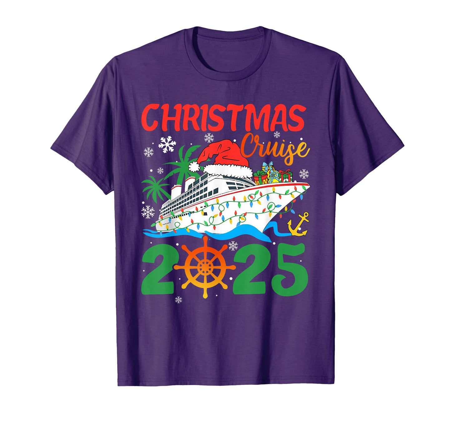 Christmas Cruise 2025 Xmas Lights Pajamas Holiday Family T-Shirt