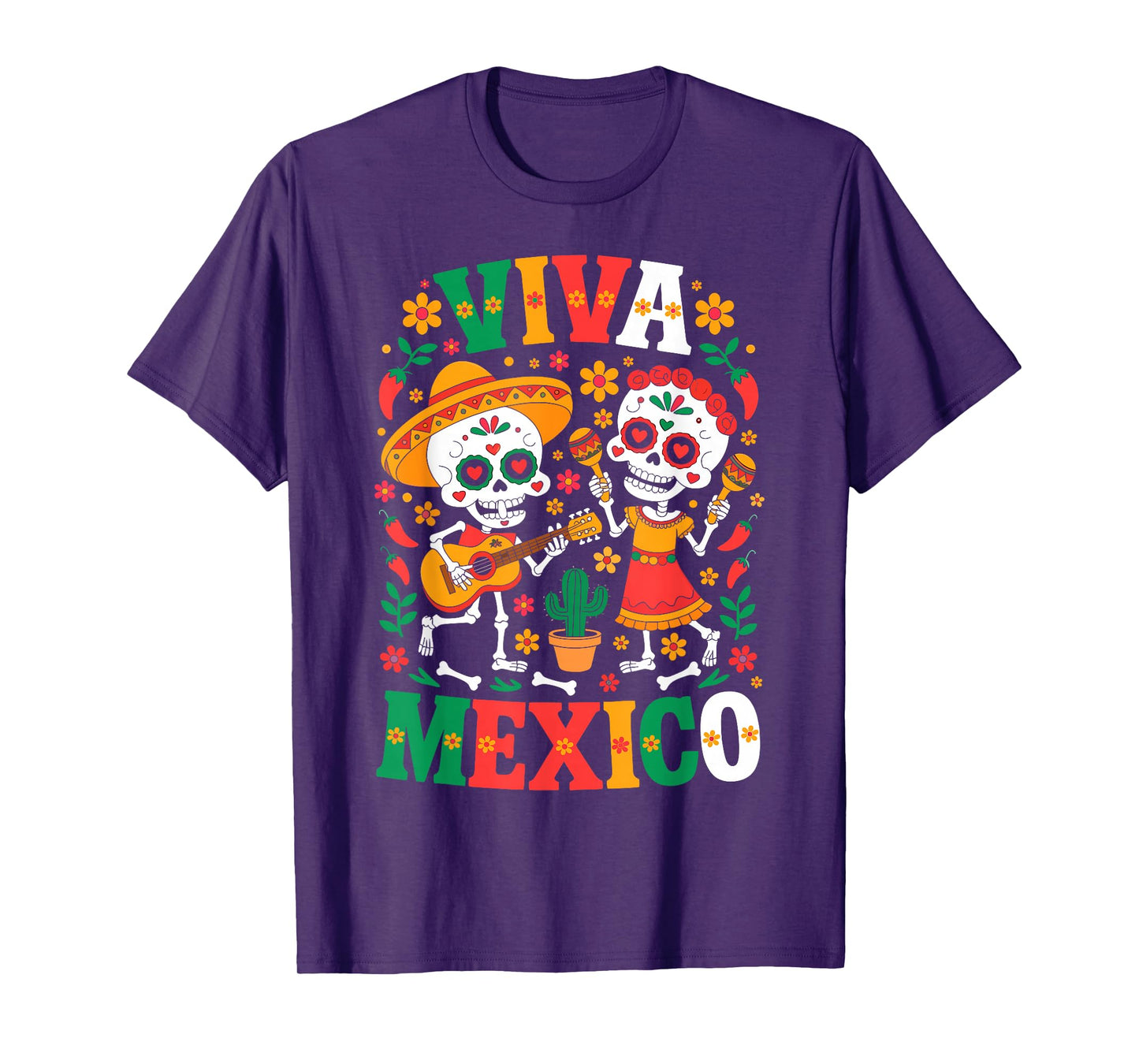 Viva Mexico Flag Mexican Pride Guitar Fiesta Girls Boys Kids T-Shirt