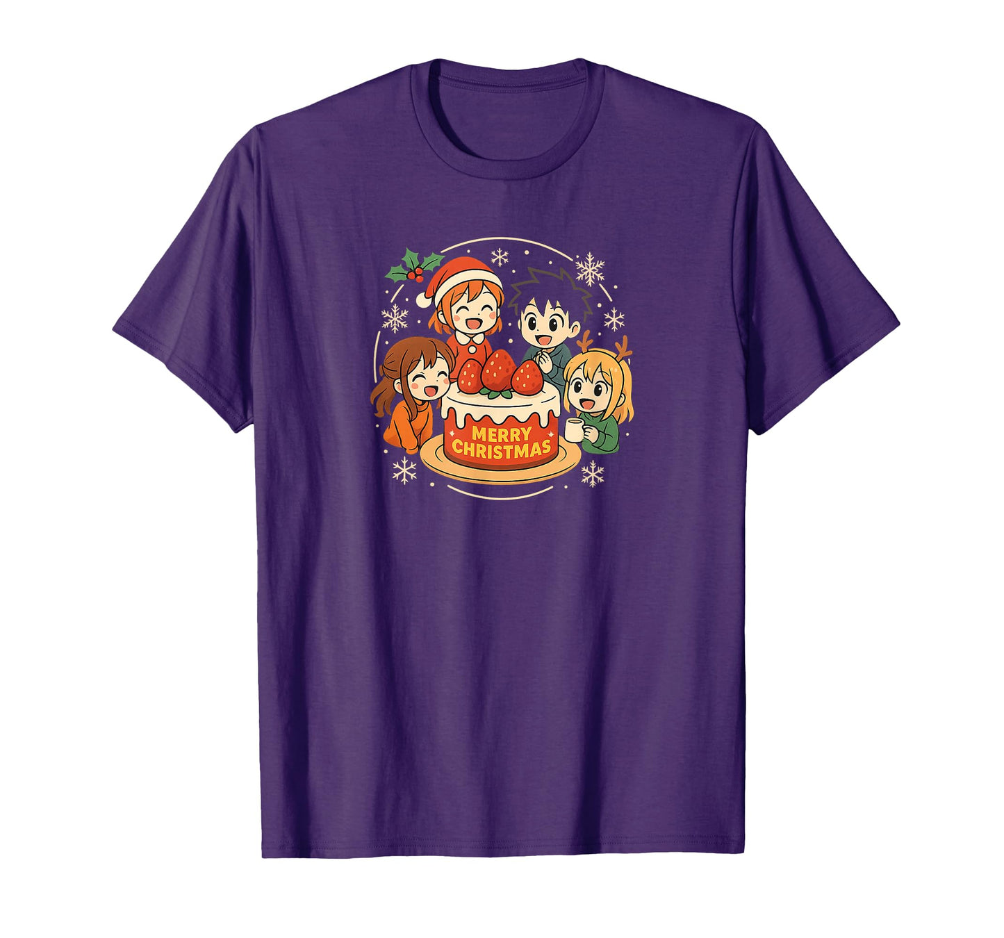 Chibi Christmas Cake Party Anime T-Shirt