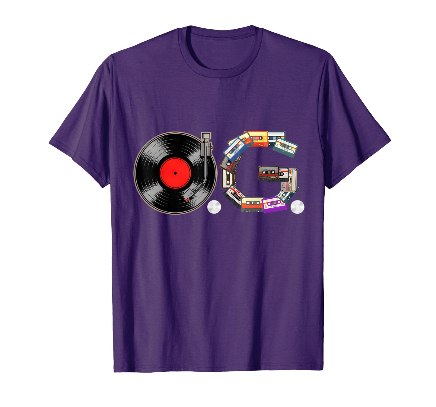 Old School OG Hip Hop Head Vinyl, CDs, Tapes 80s 90s Retro T-Shirt