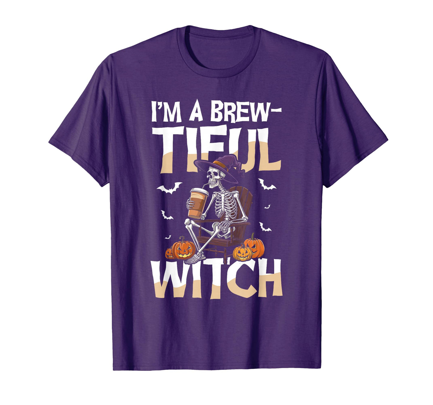 Im A Brewtiful Witch Halloween Coffee Skeleton T-Shirt