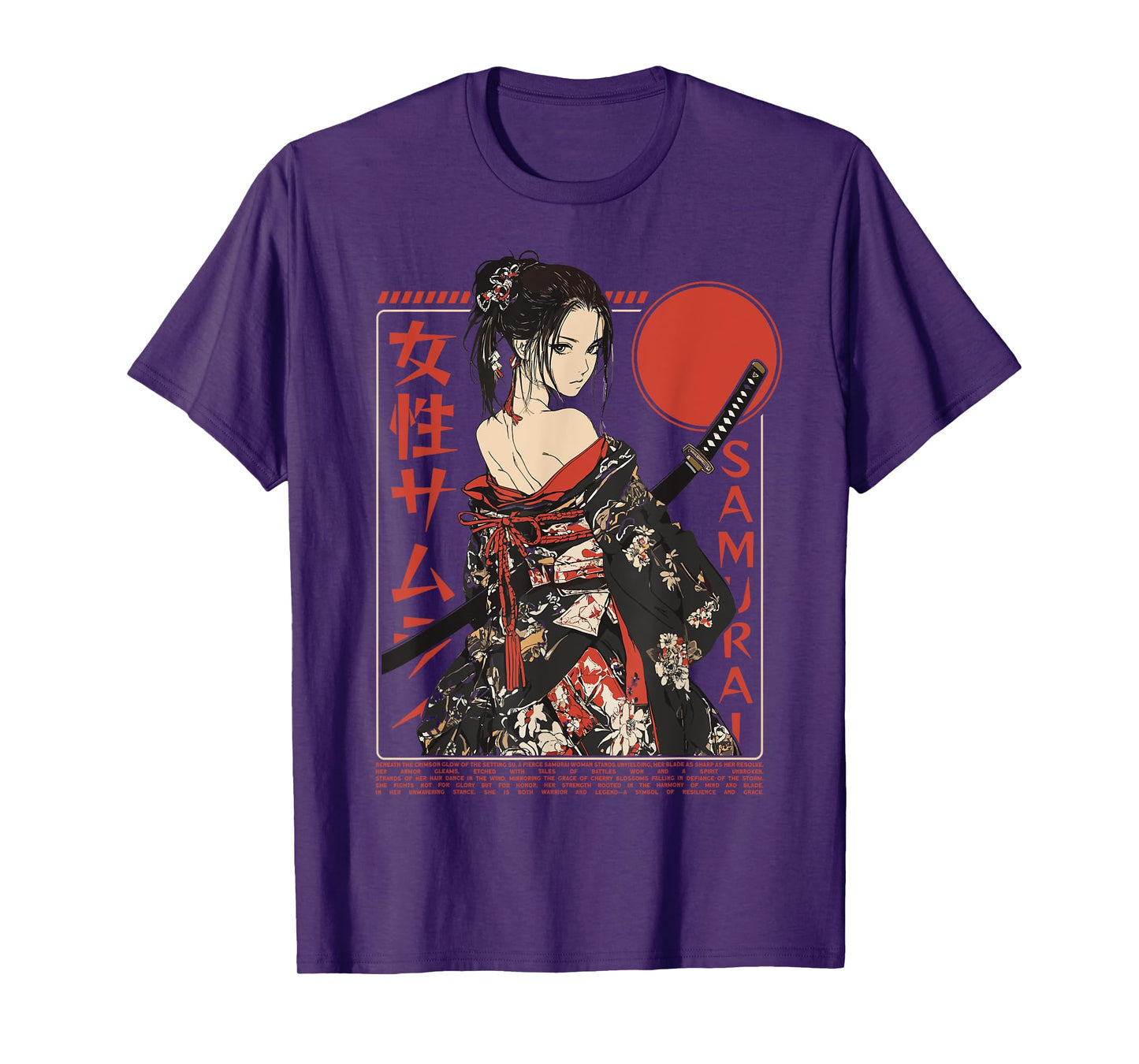 Samurai Warrior Waifu Girl Japanese Ukiyo-e Manga Samurai T-Shirt