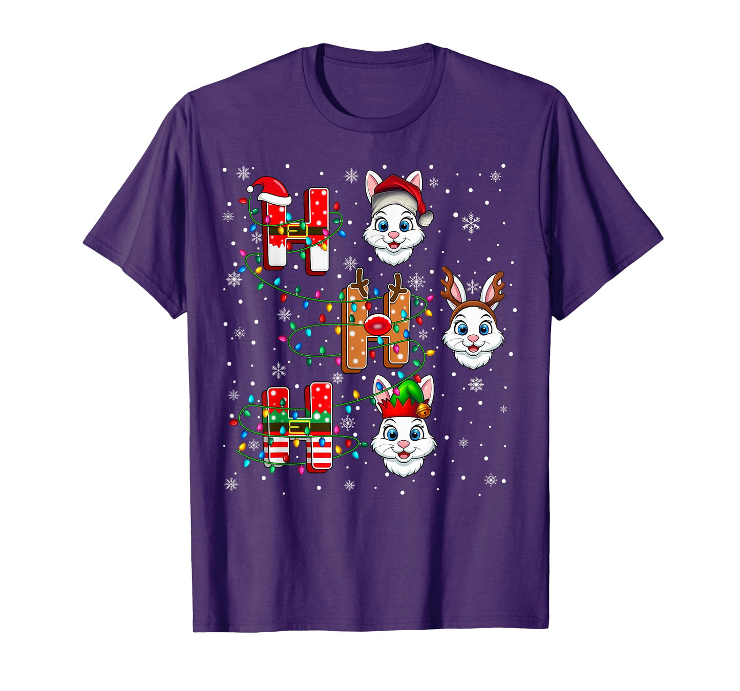 Ho Ho Ho Santa Reindeer Hat Elf Bunny Animal Christmas T-Shirt