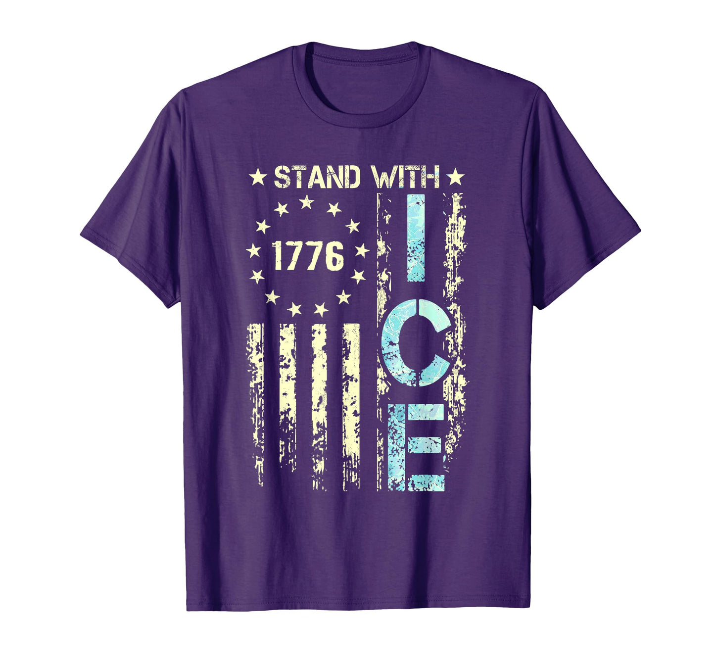 Border Patrol Support ICE Immigration Officers American Flag T-Shirt