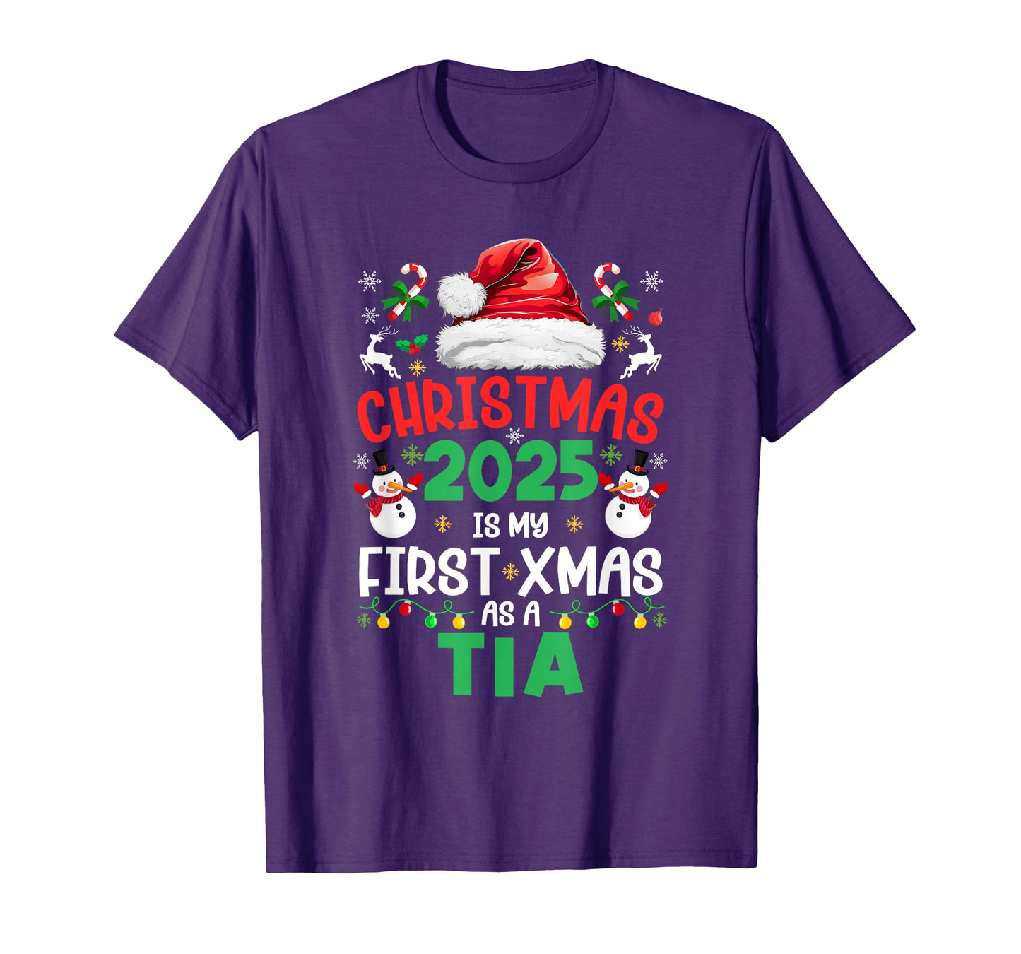 Funny Christmas 2025 is My First Xmas As A Tia Family T-Shirt