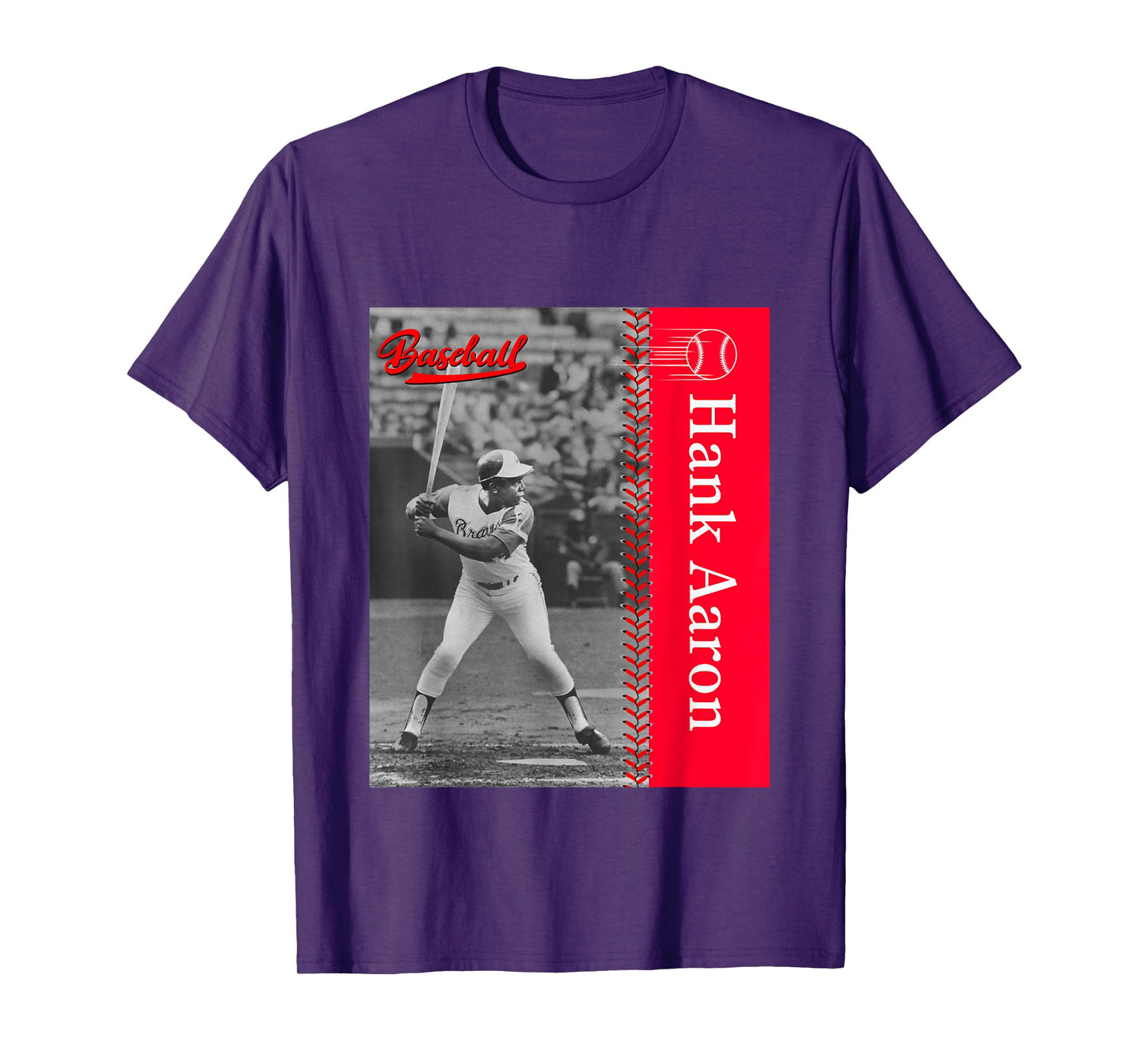 Hank Aaron_Baseball_001 T-Shirt, Small, Black