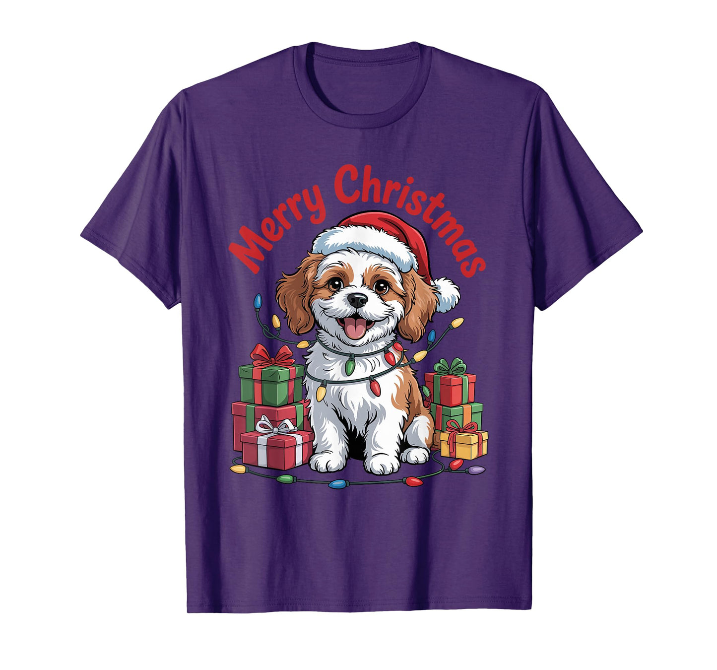 Cute Cavachon Santa Hat Christmas Xmas Dog Lovers Holiday T-Shirt
