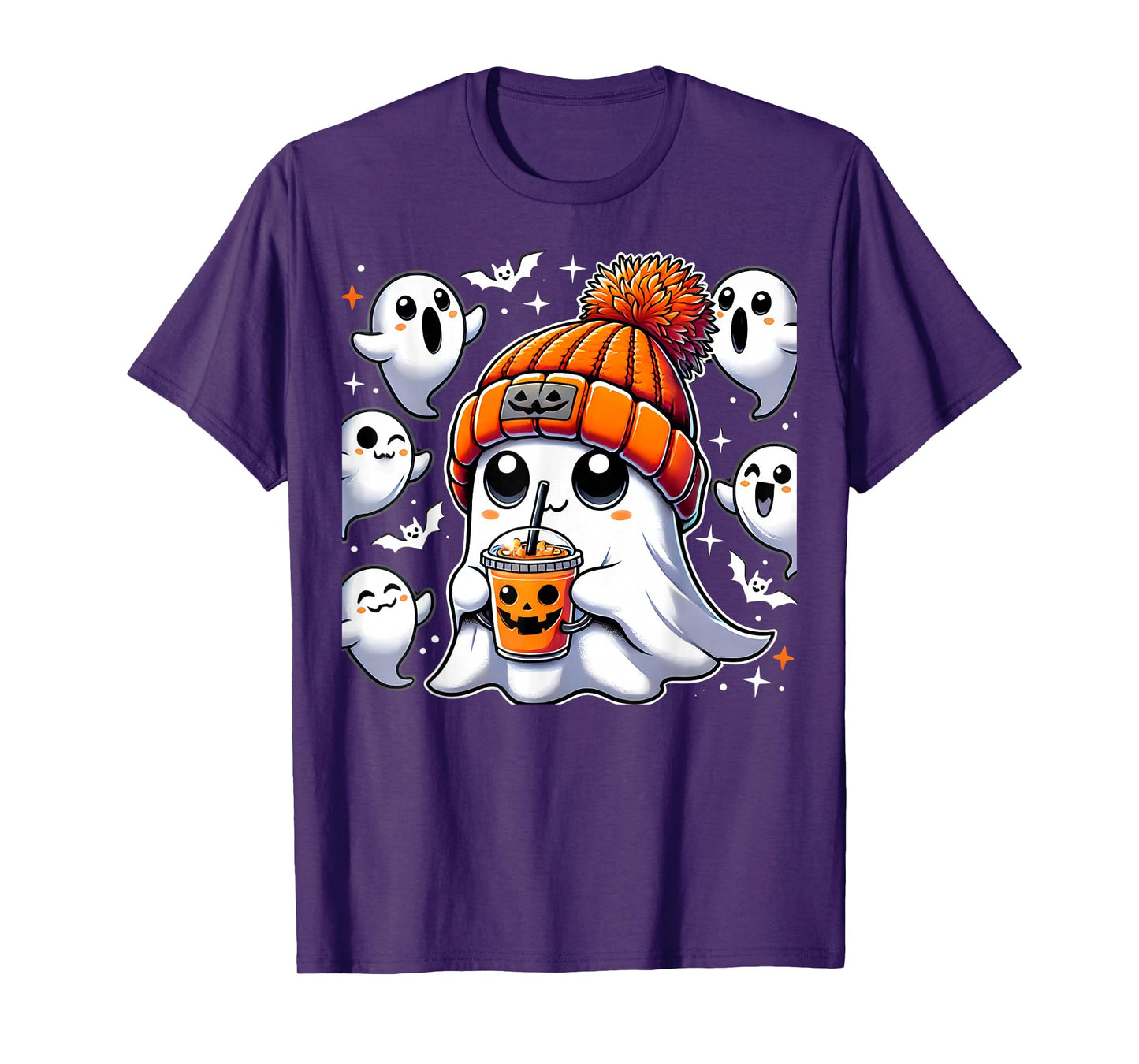 Halloween Costume Ghost Drinking Pumpkin Men Women Girls T-Shirt