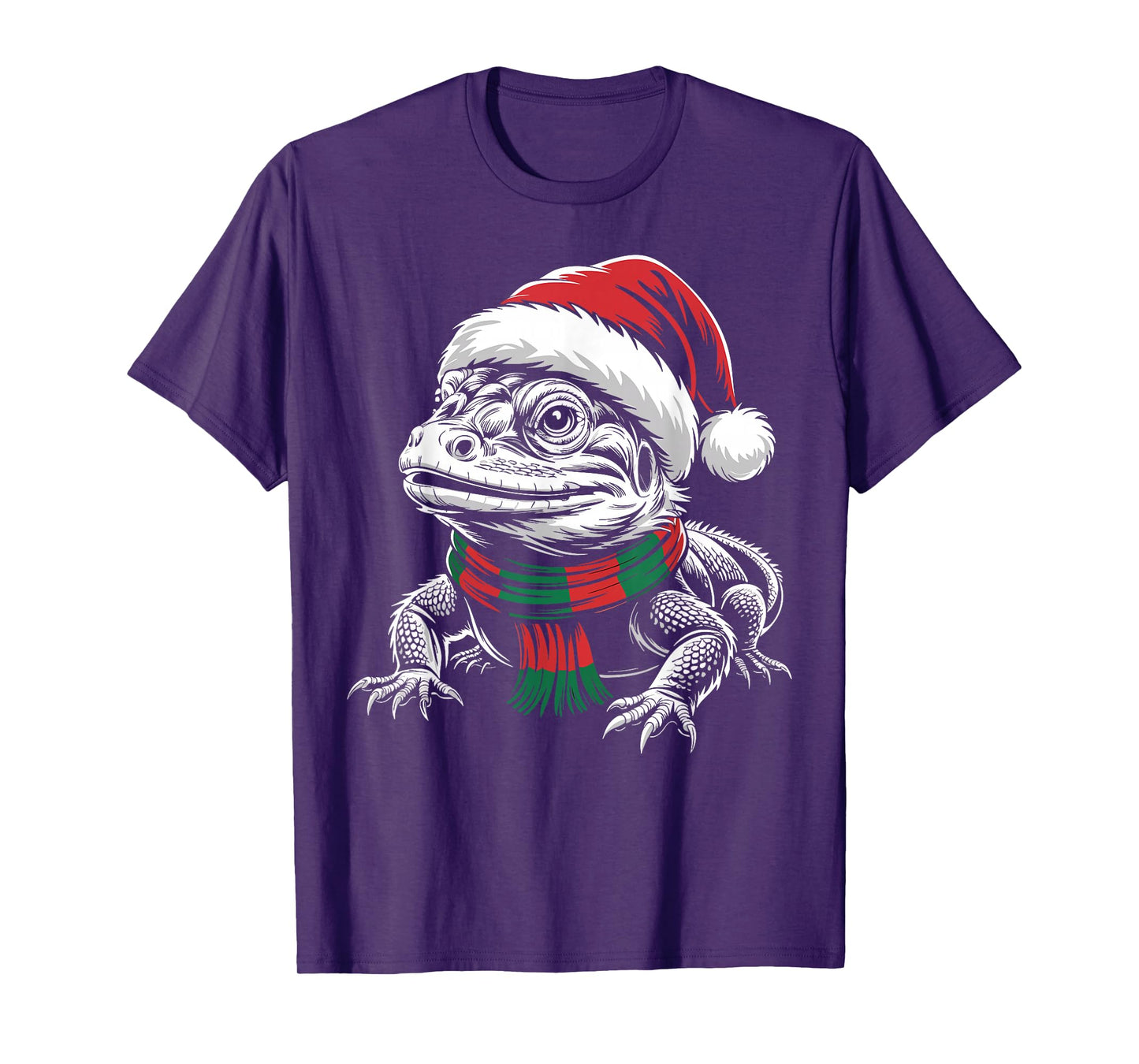Lizard Xmas Santa Hat Scarf Christmas Costume T-Shirt