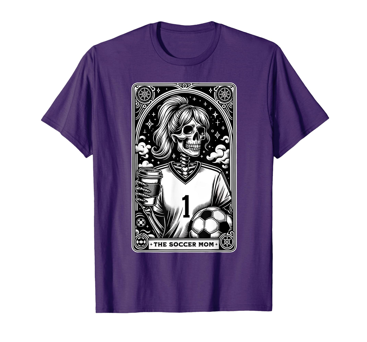 Funny Soccer Mom Skeleton Tarot Card Vintage Halloween T-Shirt