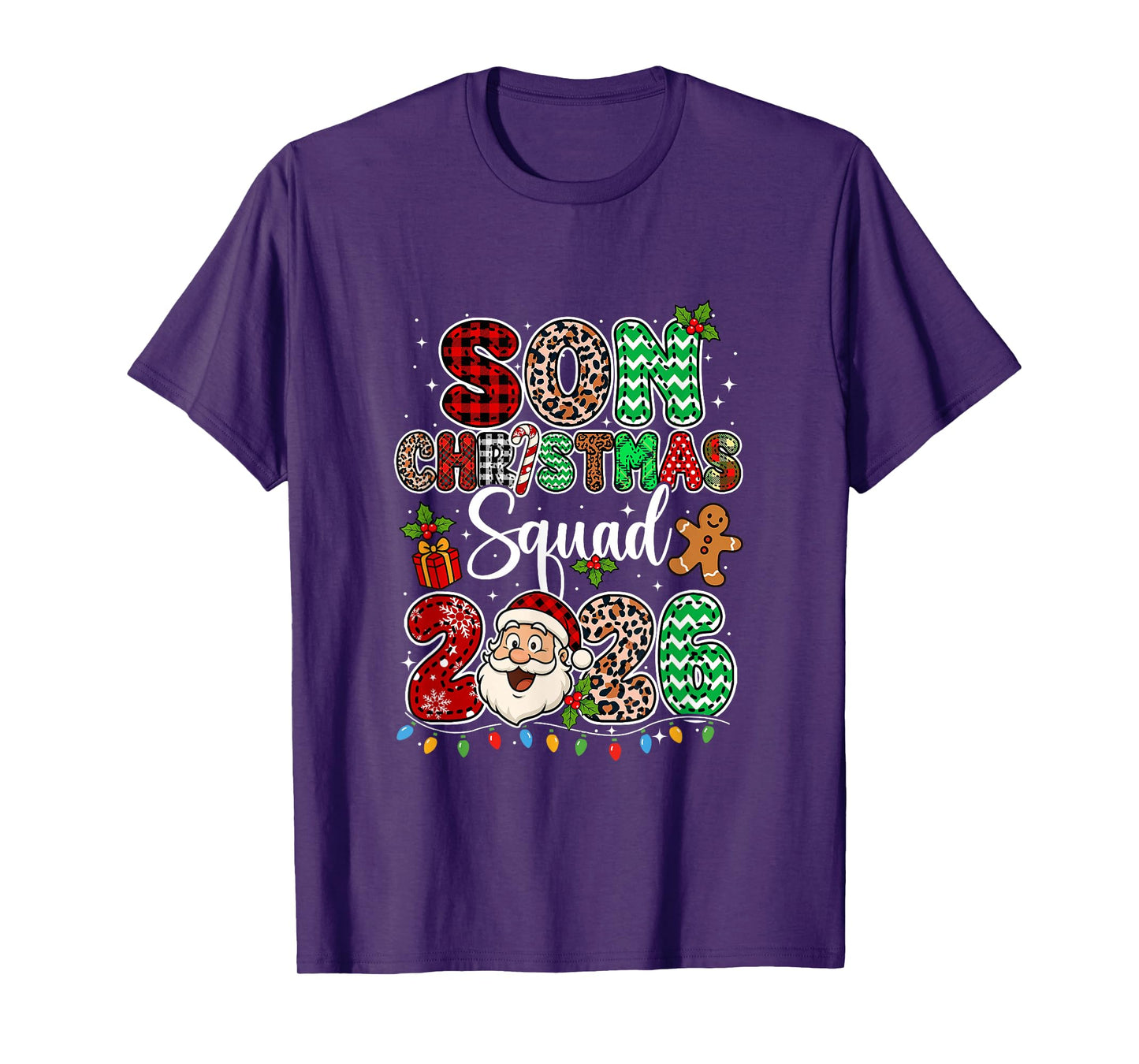 Son Christmas Crew 2026 Leopard Funny Santa Family Group T-Shirt