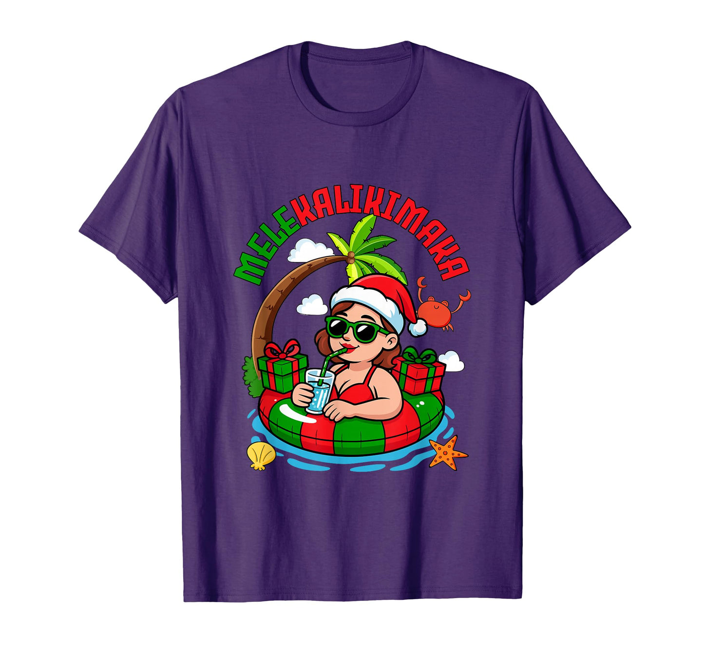 Mele Kalikimaka Christmas Santa Hawaiian Women Relaxing T-Shirt