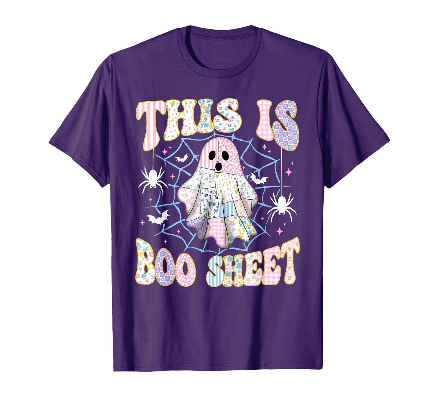 Boo Sheet Ghost Funny Retro Groovy Preppy Costume Girls Kids T-Shirt