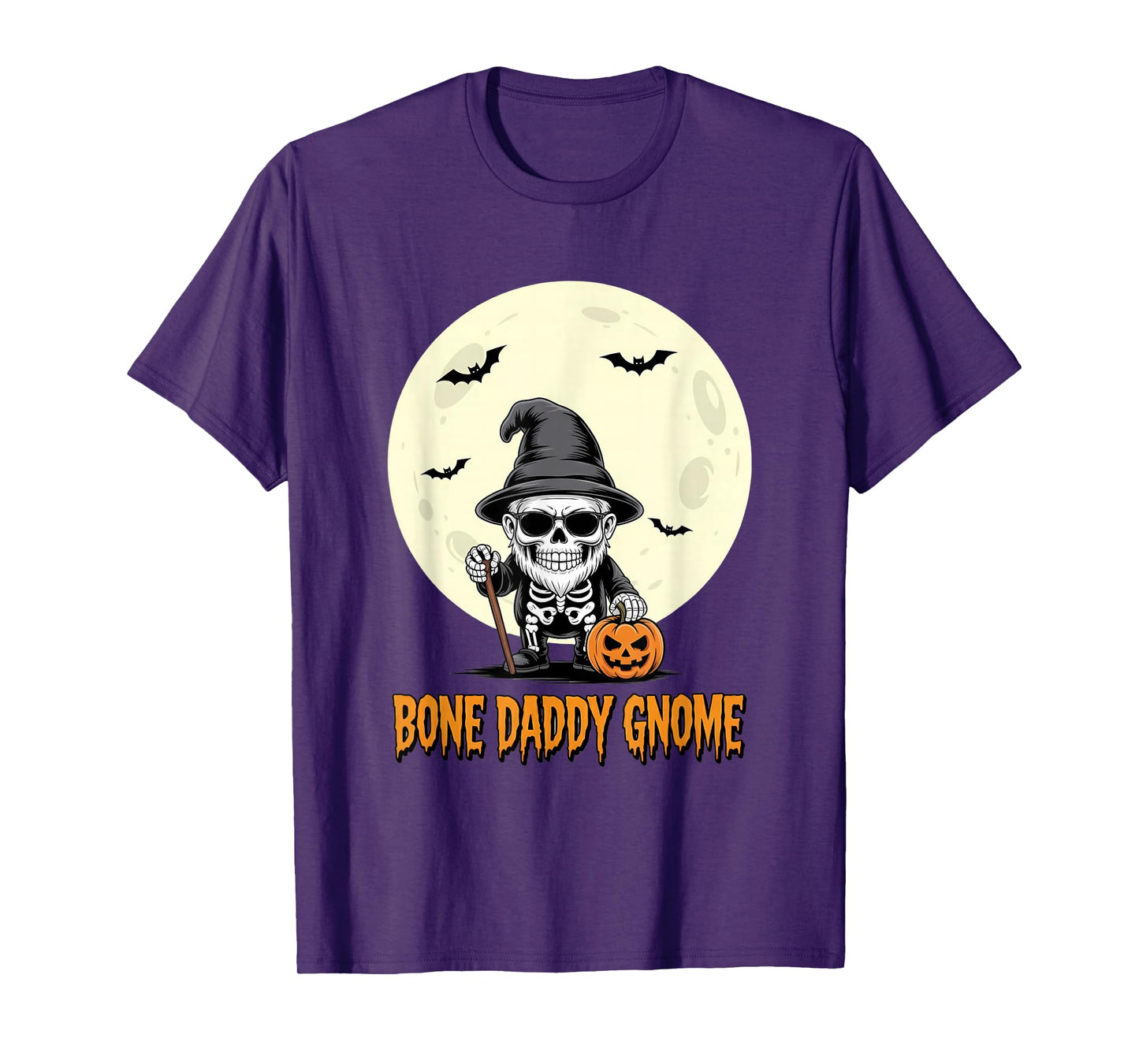 Bone Daddy Gnome Halloween Skeleton Pumpkin Spooky Witch Hat T-Shirt