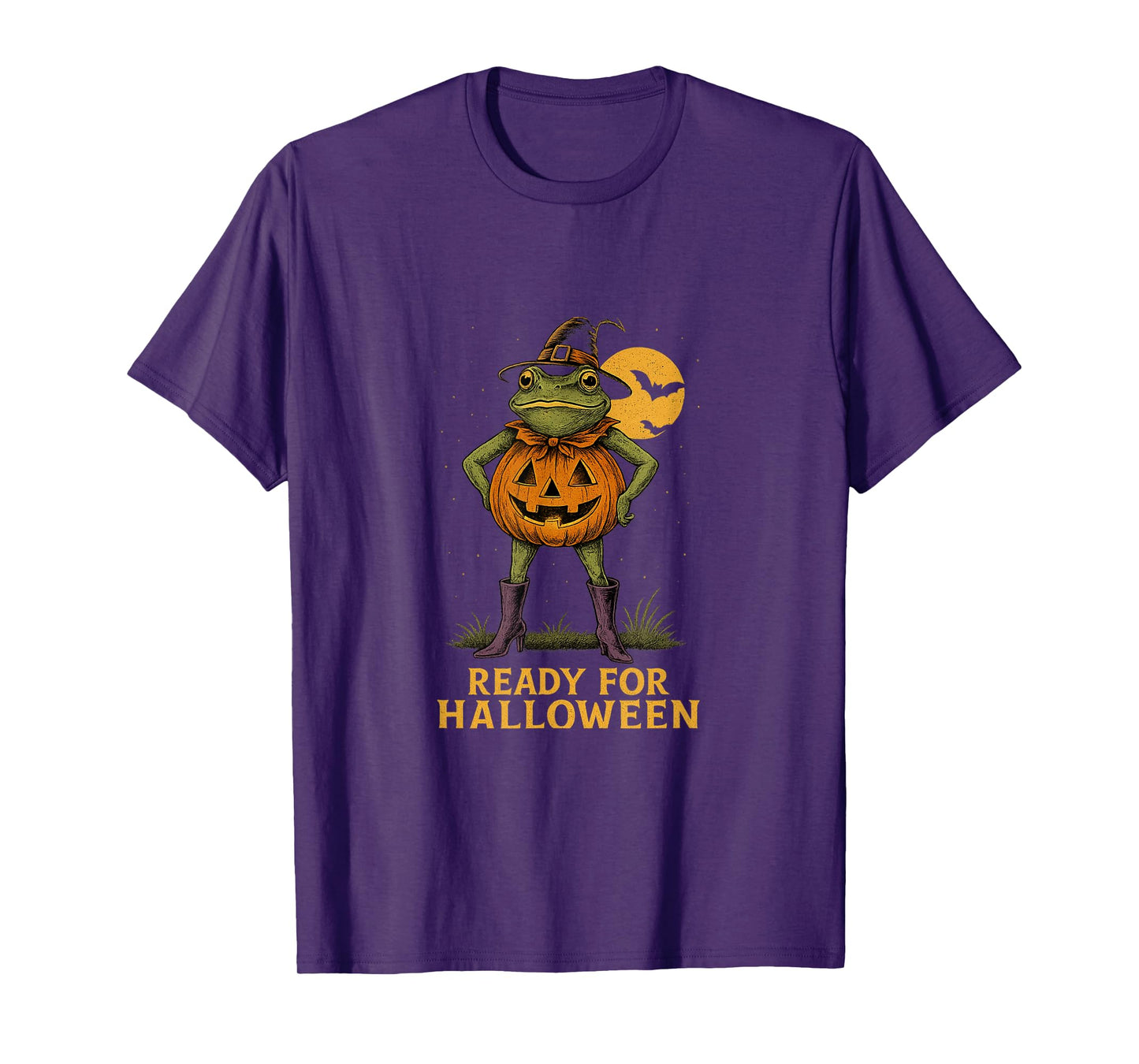 Ready for Halloween Frog Witch Hat Pumpkin Spooky Season T-Shirt