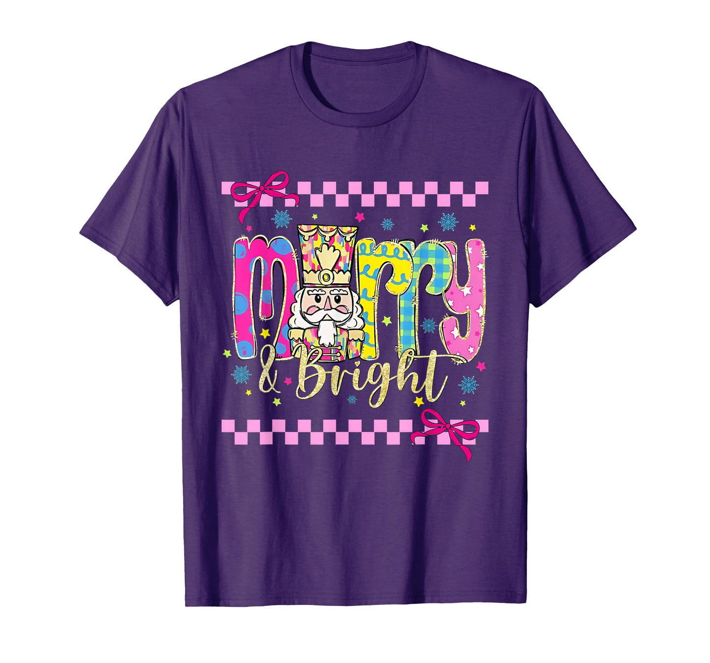 Coquette Bow Merry Bright Christmas Xmas Pajamas Holiday T-Shirt
