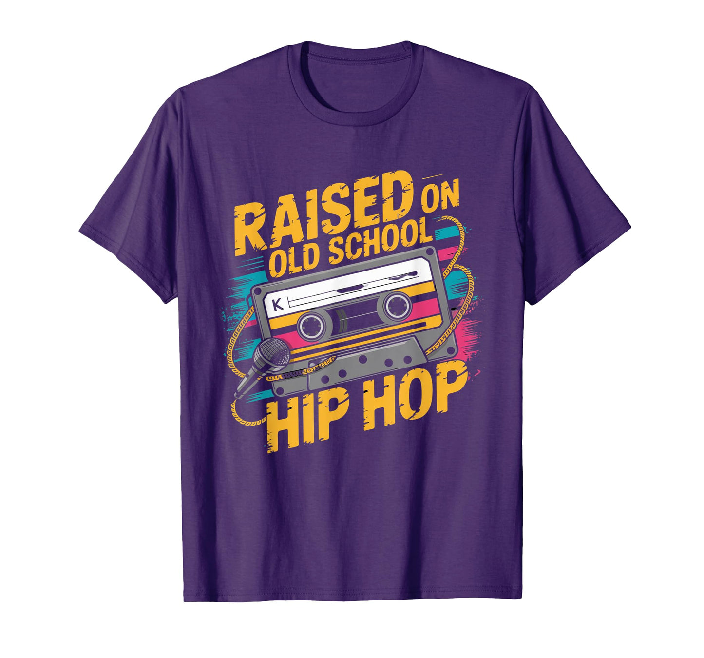 RAISED ON OLD SCHOOL HIP HOP Tshirt Cassette Graffiti Rap T-Shirt