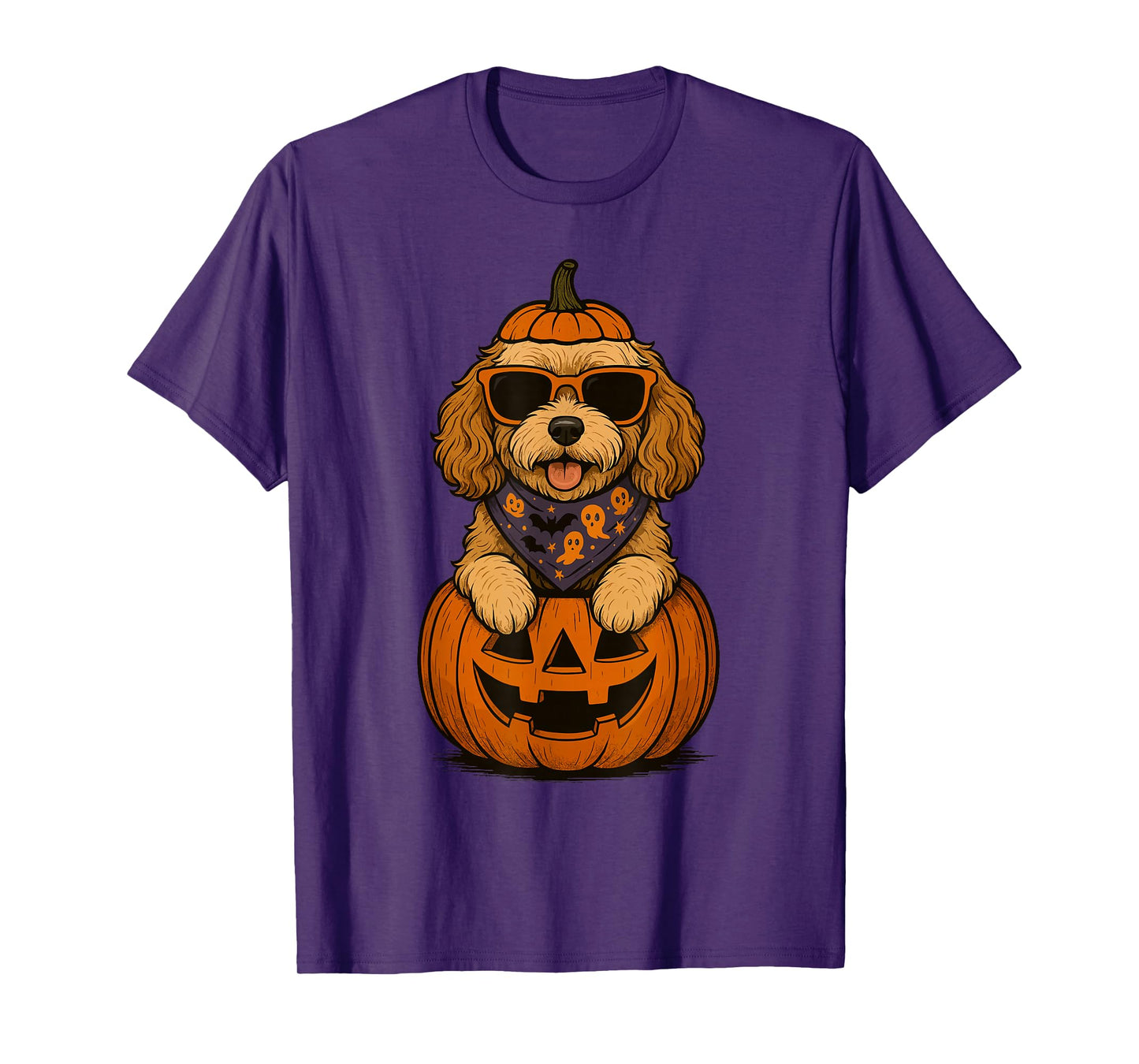 Spooky Cavapoo Pumpkin Halloween Doodle Dog Lover T-Shirt