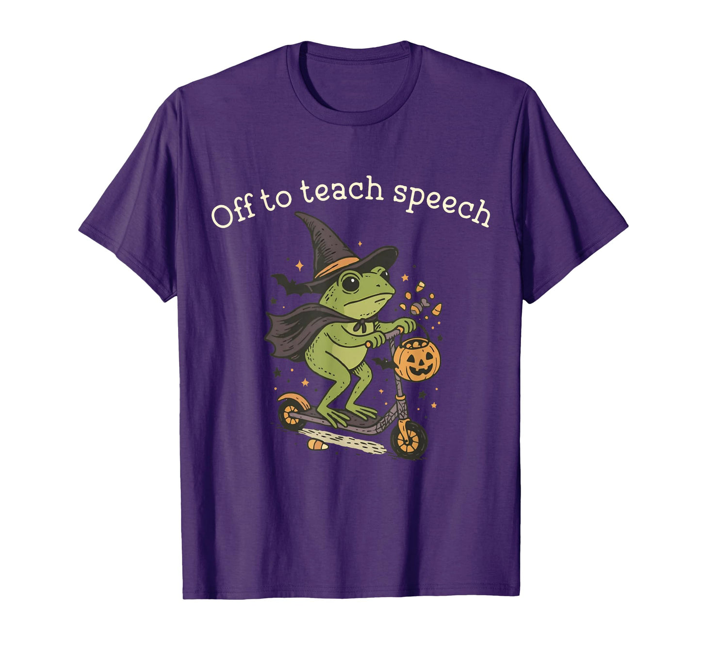 Off to Teach Speech Therapist SLP Frog Witch Halloween T-Shirt
