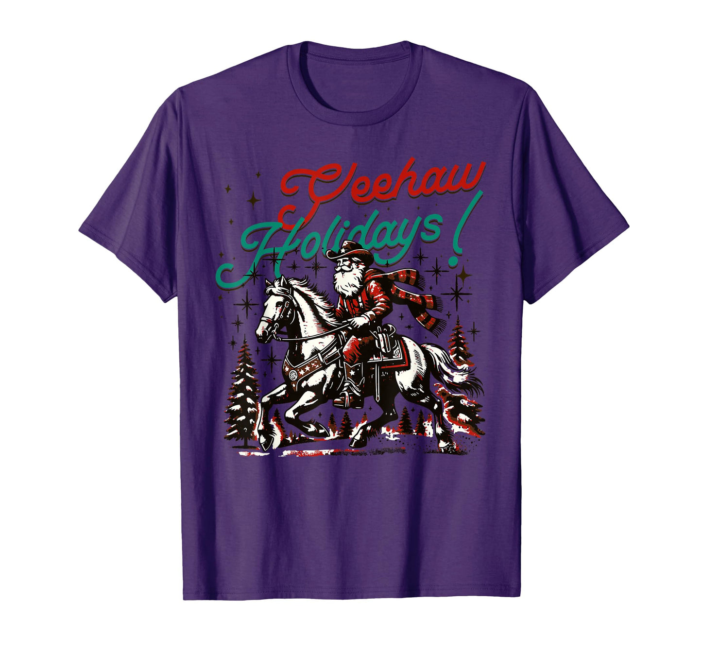 Yeehaw Holidays Funny Santa Cowboy Riding Horse T-Shirt