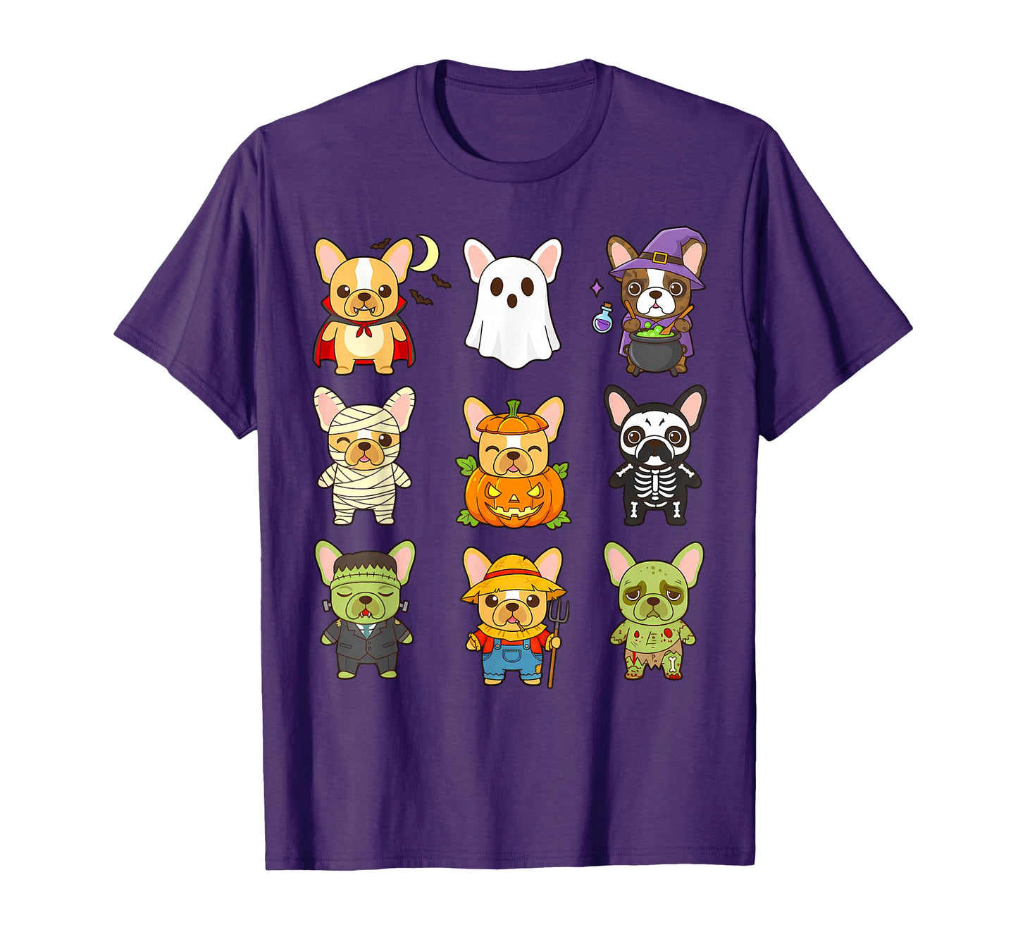 French Bulldog Spooky Halloween Monsters Kawaii Dog Frenchie T-Shirt