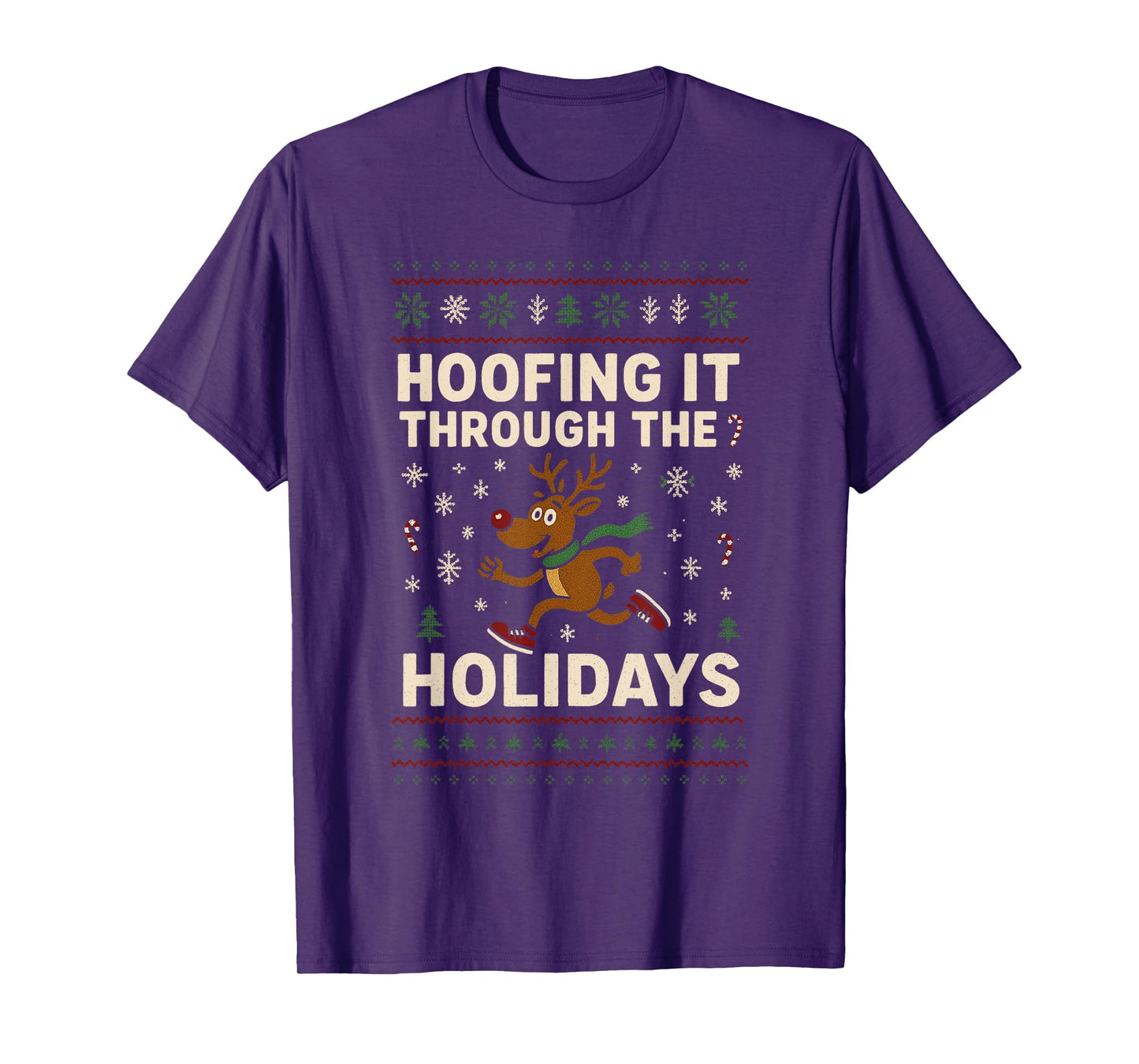 Hoofing It Through The Holidays Christmas Santa Xmas Family T-Shirt