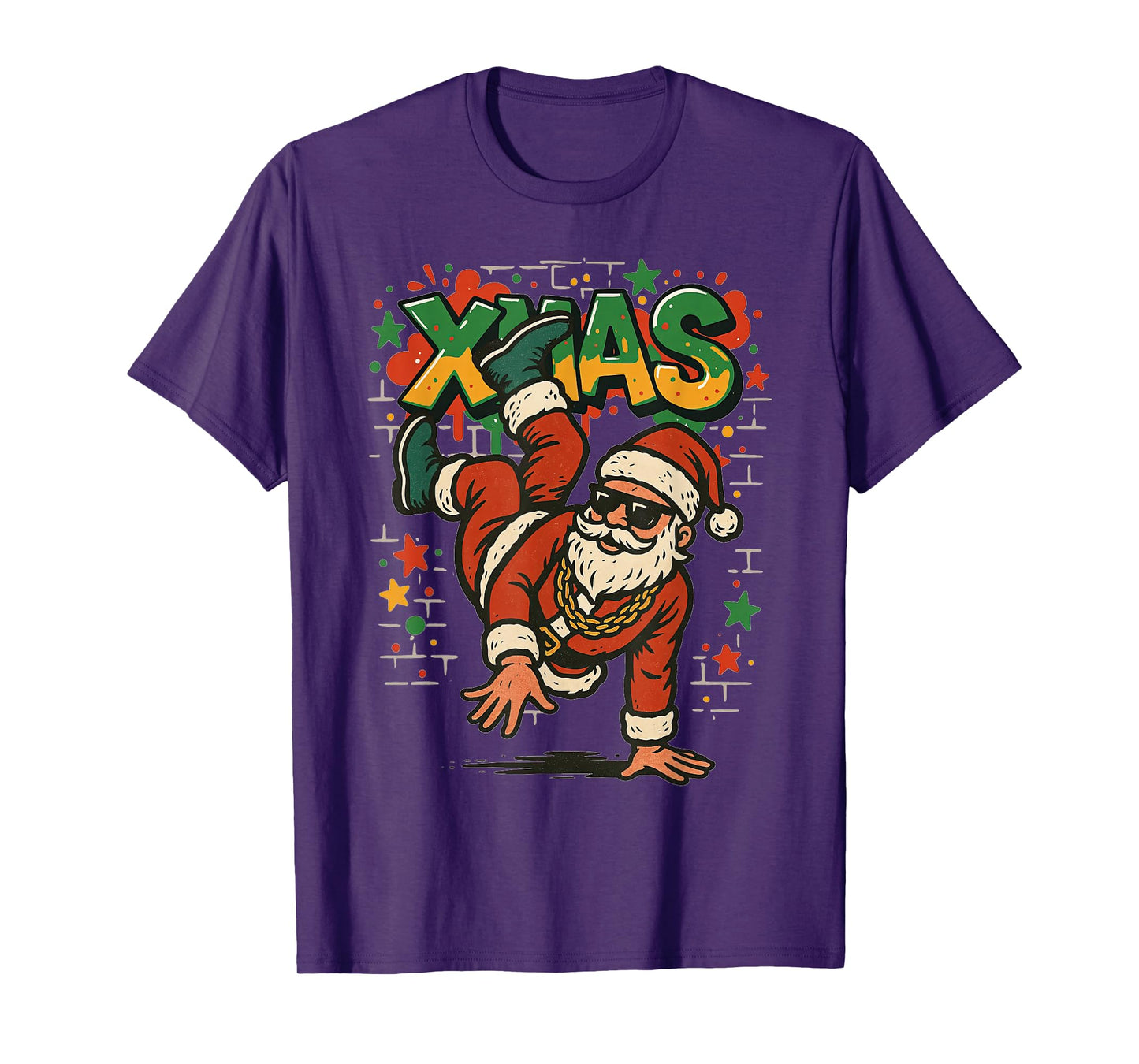 Hip Hop Santa Claus Graffiti Christmas Breakdancing T-Shirt