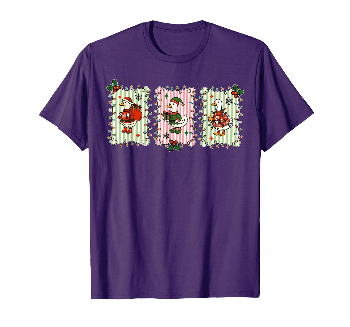 Retro Christmas Silly Goose Christmas Light Goosemas Funny T-Shirt