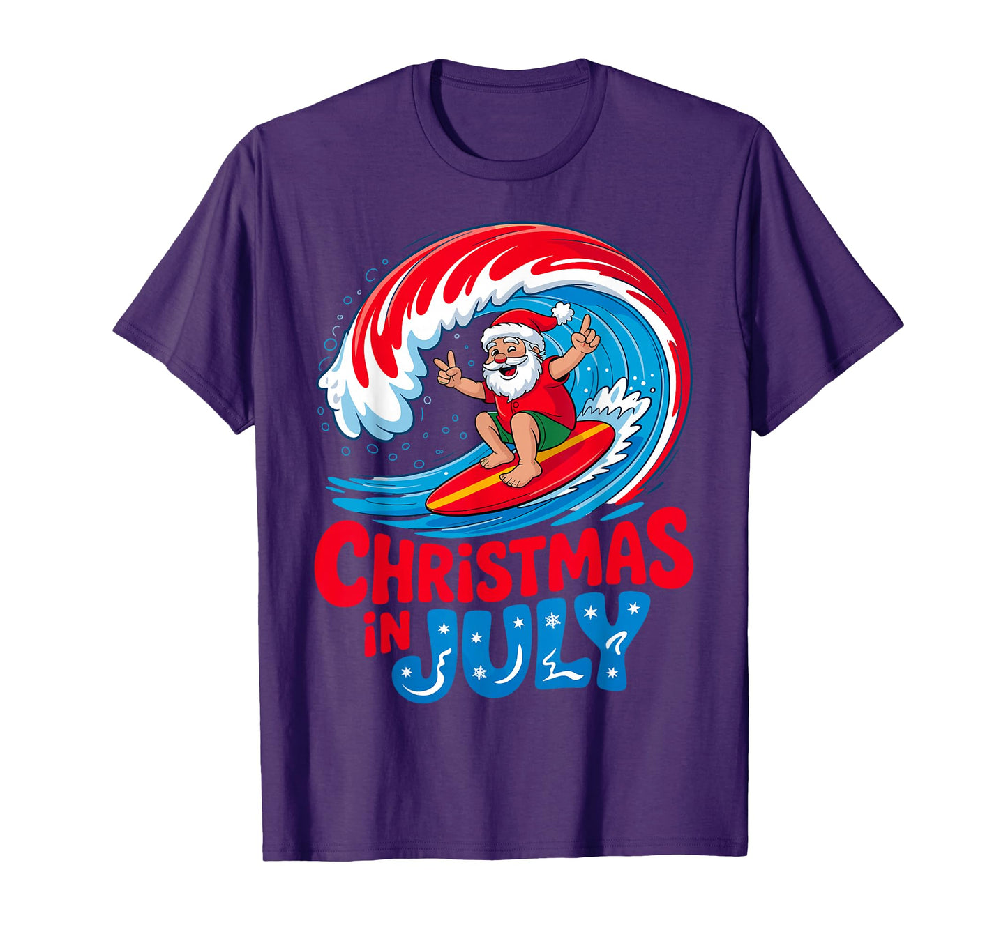 Christmas in July Santa Surfing T-Shirt