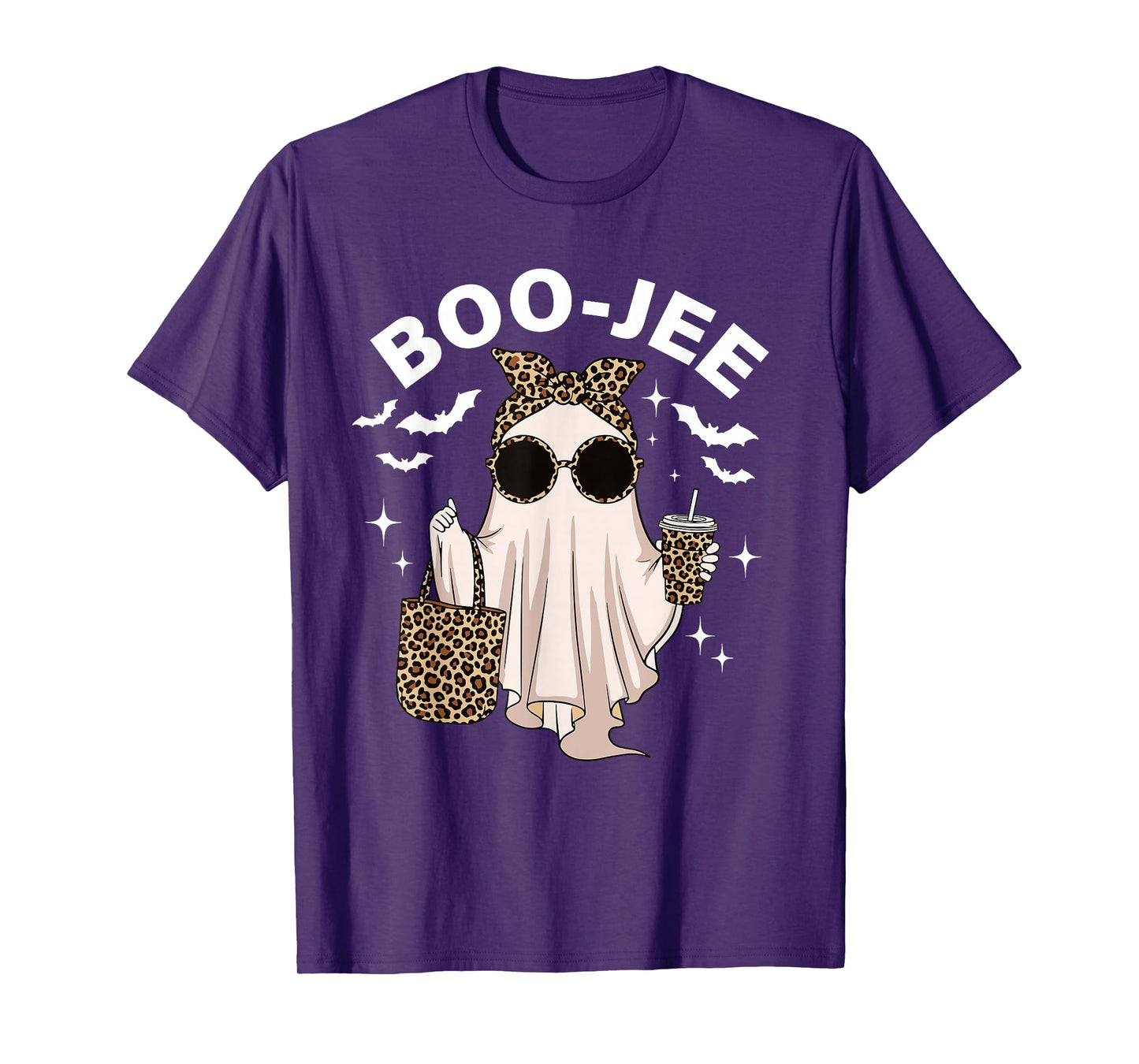 Coquette Leopard Ghost Coffee Boo-JEE Halloween Boujee Ghost T-Shirt