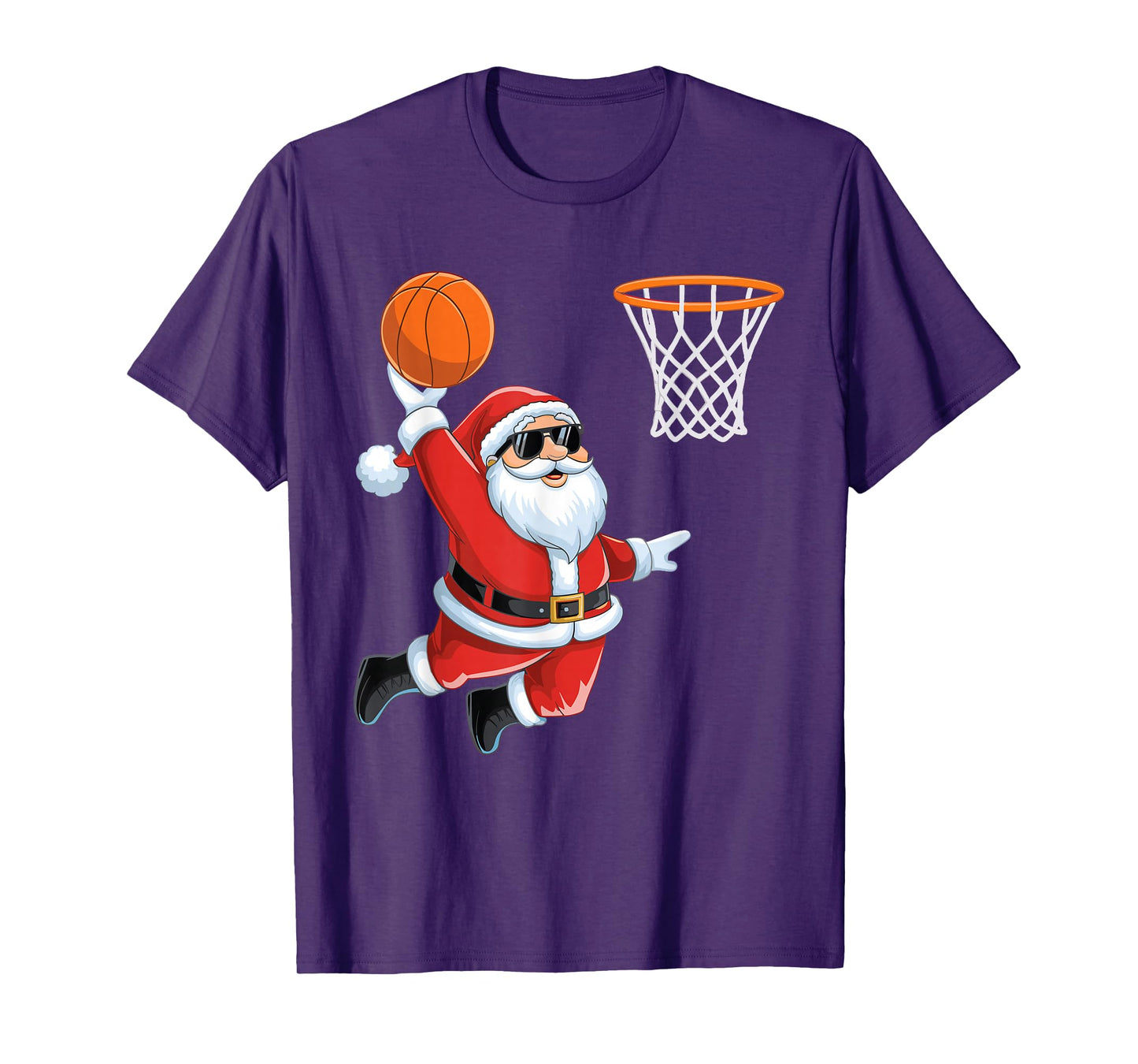 Christmas Santa Claus Dunking A Basketball Kids Boys Xmas T-Shirt