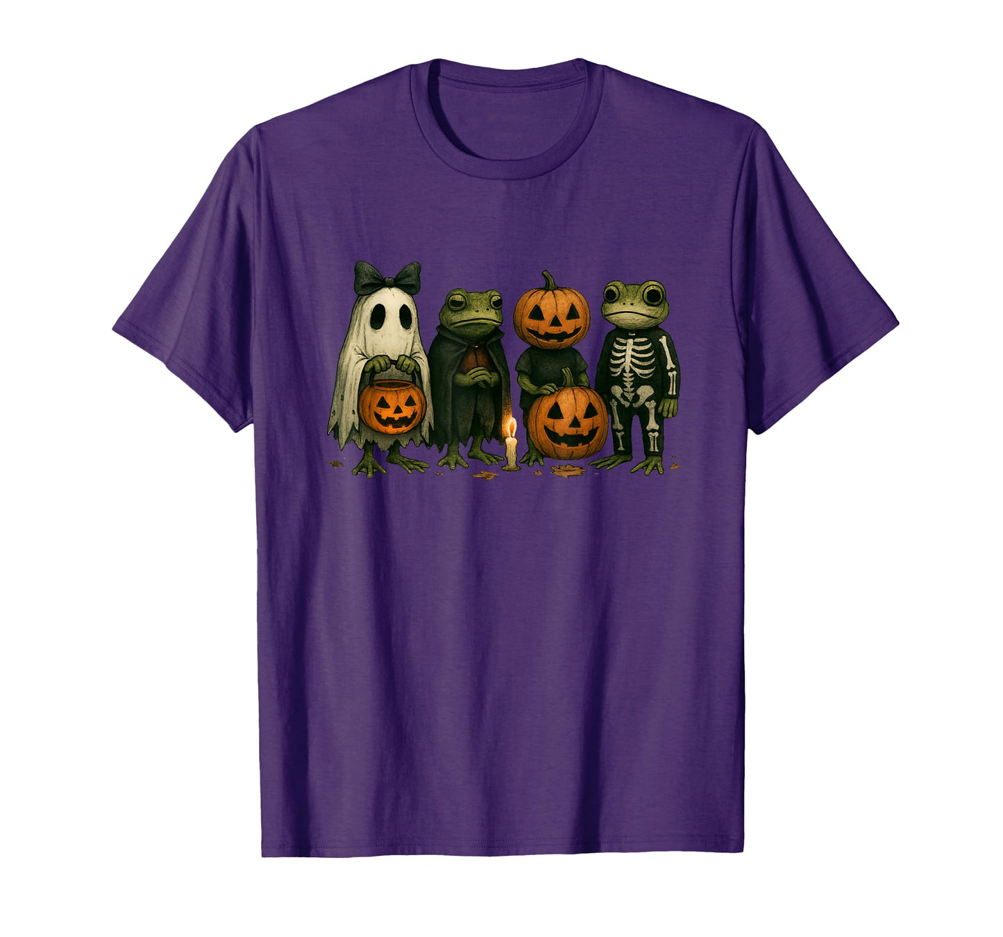 Spooky Skeleton Frog Cute with Pumpkin and Creepy Vibes T-Shirt