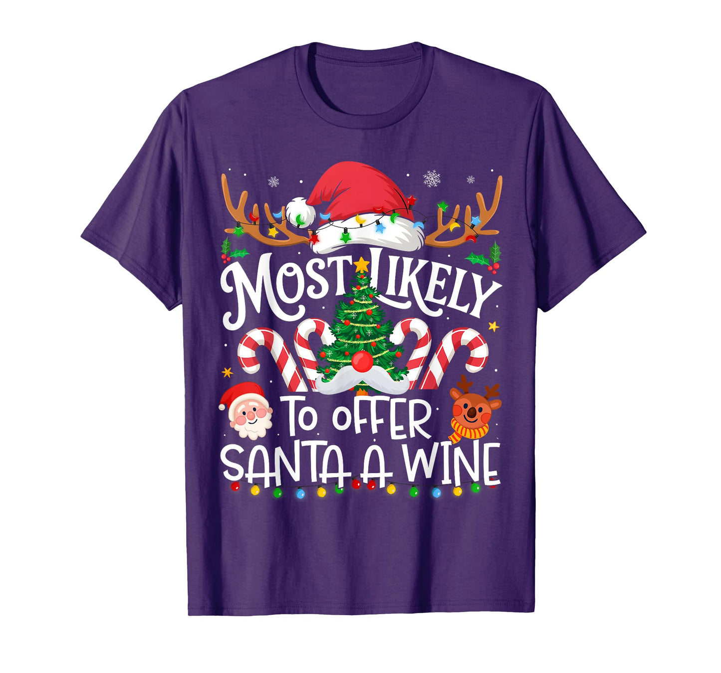 Most Likely to Offer Santa A Wine Family Matching Christmas T-Shirt
