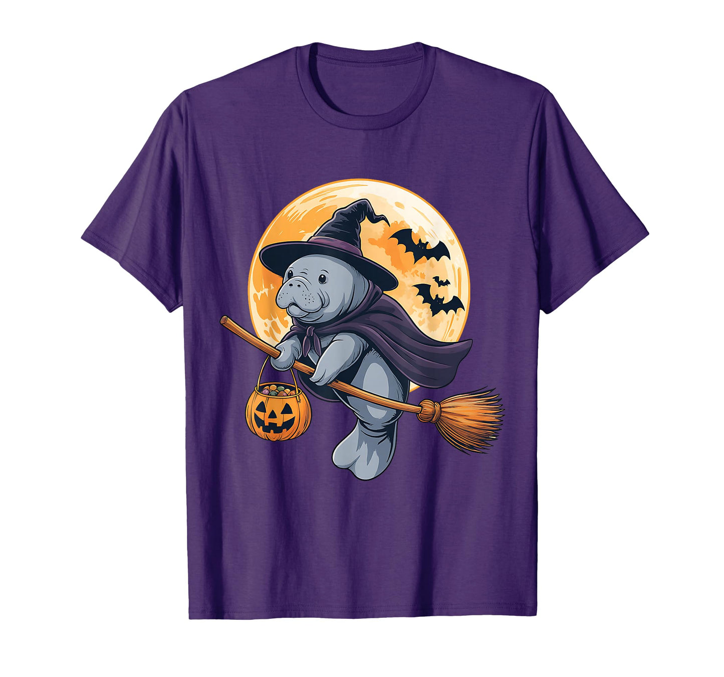 Manatee Halloween Witch Hat Pumpkin Costume Men Women Kids T-Shirt