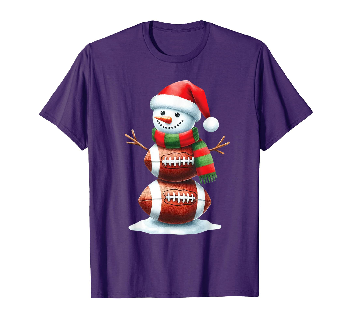 Christmas Football Women Men Kids Christmas Snowman Football T-Shirt